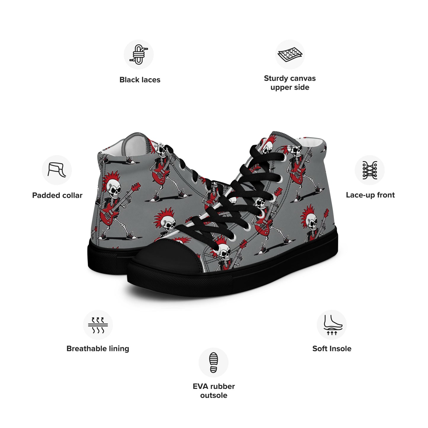 MEN'S RED'S GUITAR HIGH TOP CANVAS SHOES