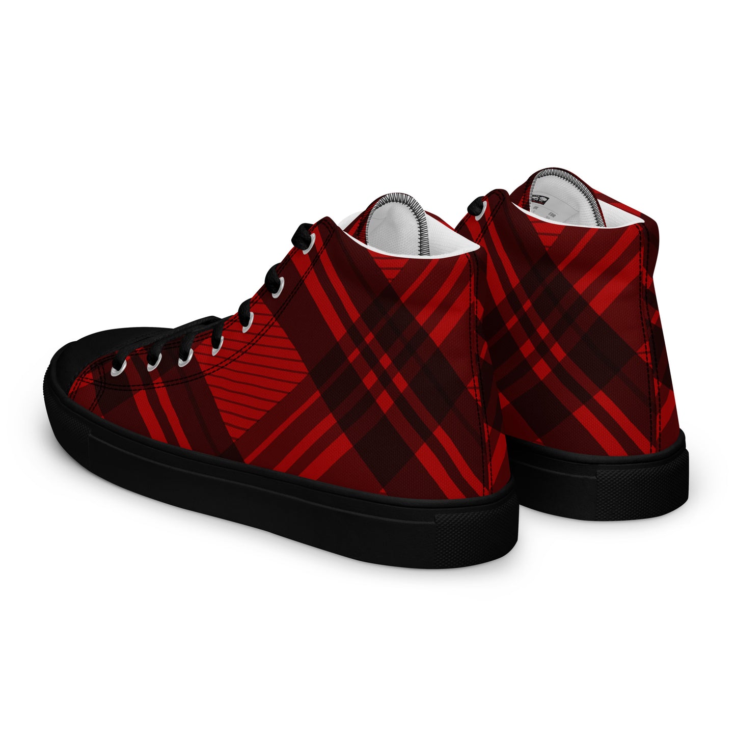 MEN'S RED PLAID HIGH TOP CANVAS SHOES