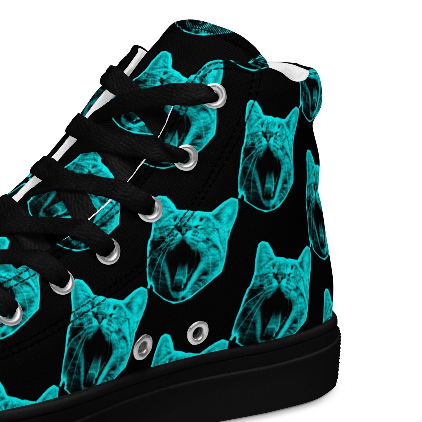 MEN'S ELECTRIC BLUE CAT HIGH TOP CANVAS SHOES