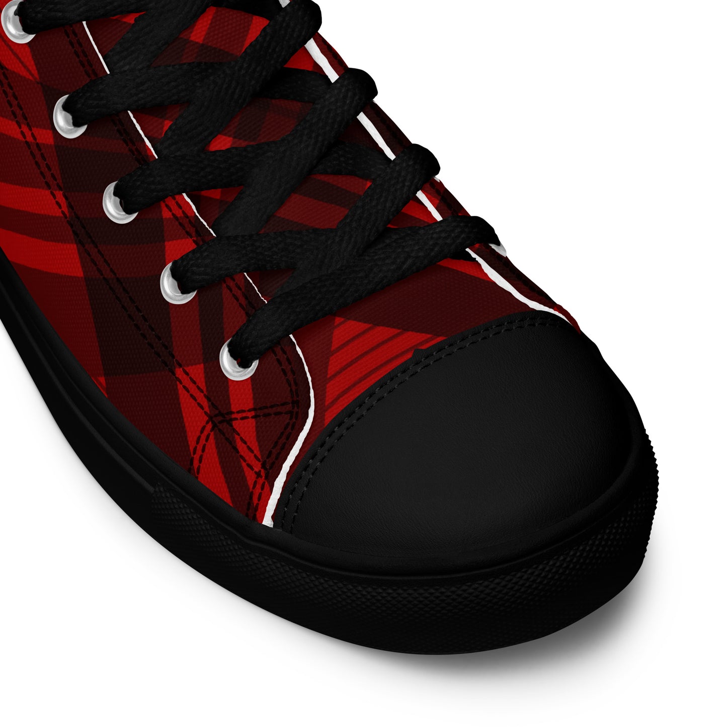 MEN'S RED PLAID HIGH TOP CANVAS SHOES