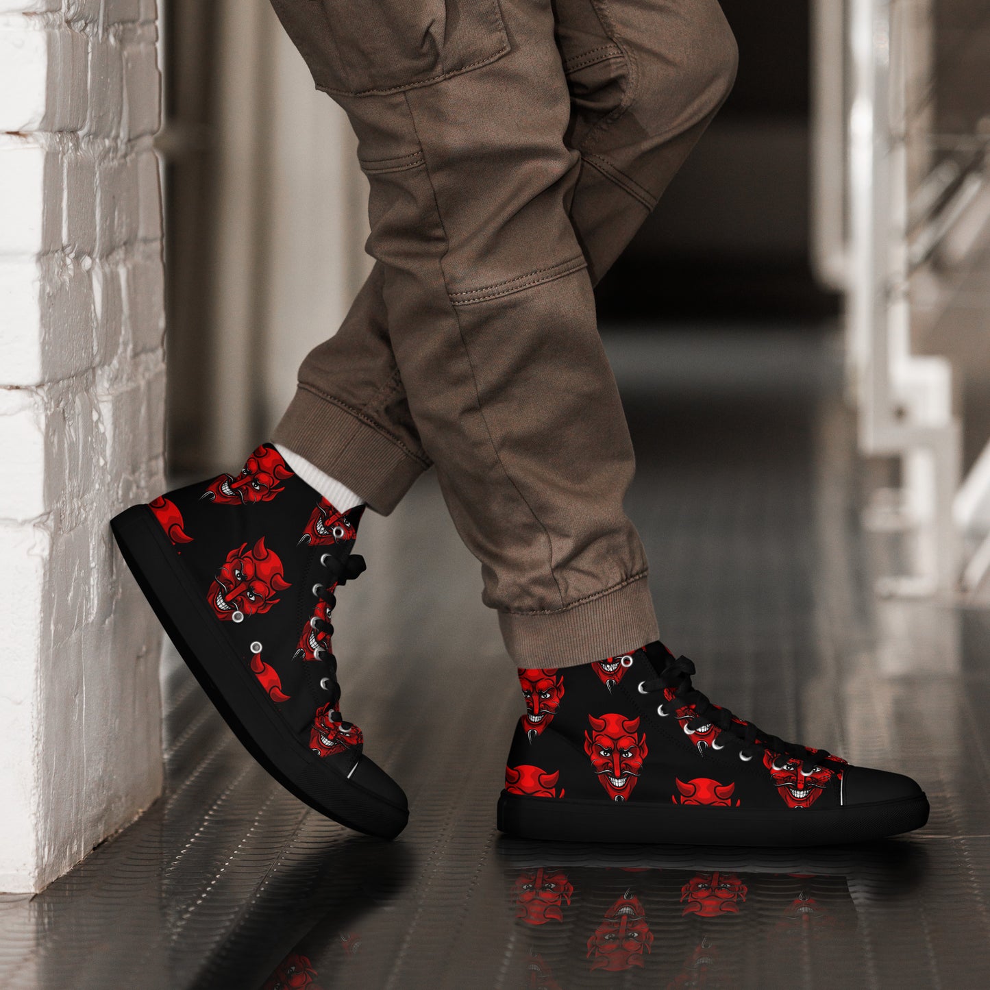 MEN'S RED DEVIL HIGH TOP CANVAS SHOES