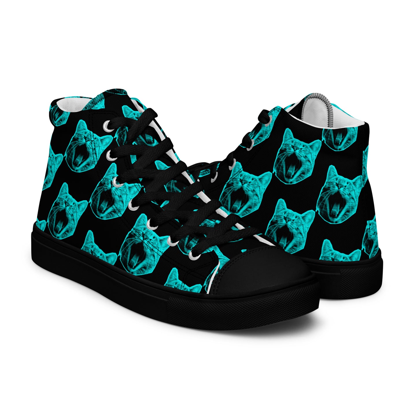 MEN'S ELECTRIC BLUE CAT HIGH TOP CANVAS SHOES