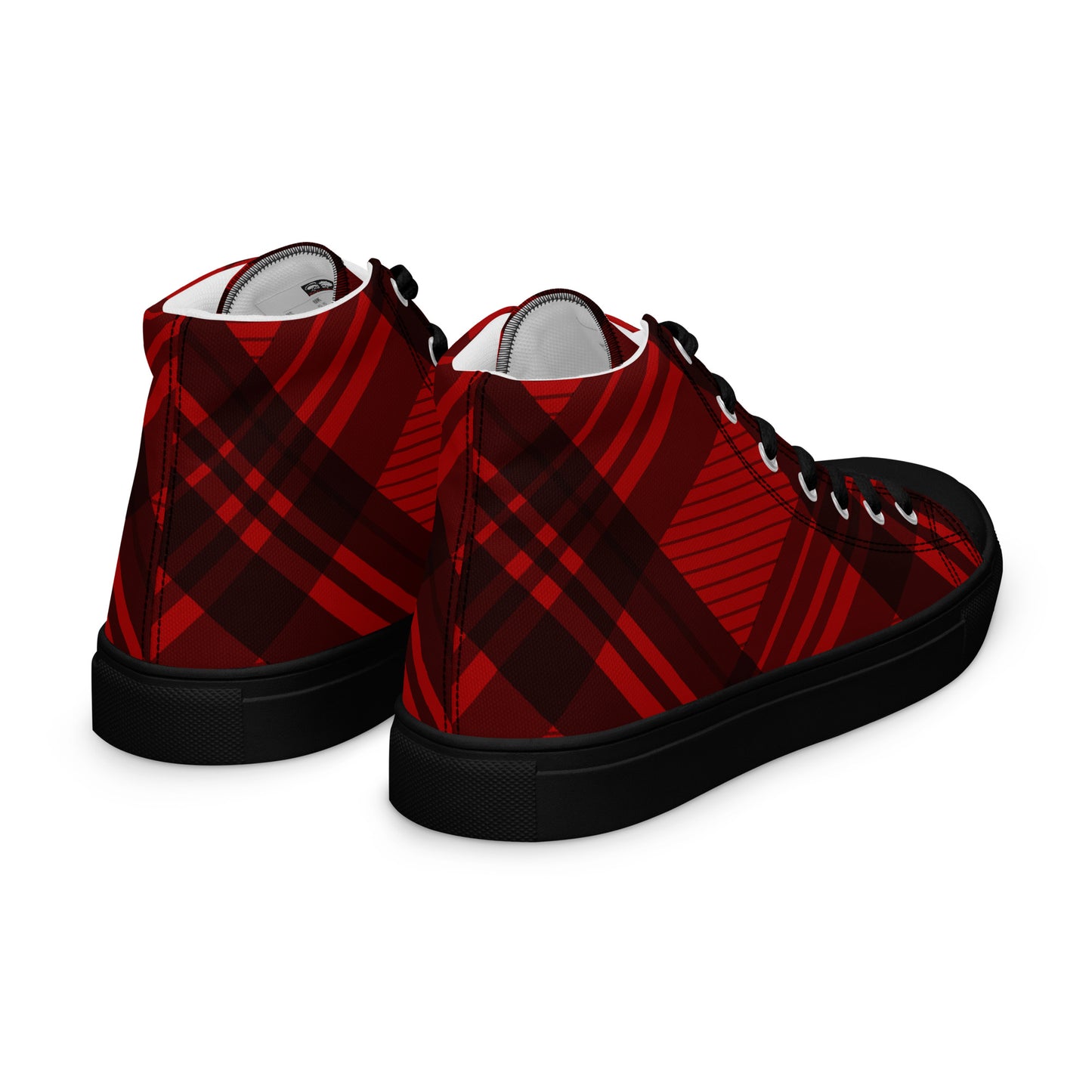 MEN'S RED PLAID HIGH TOP CANVAS SHOES