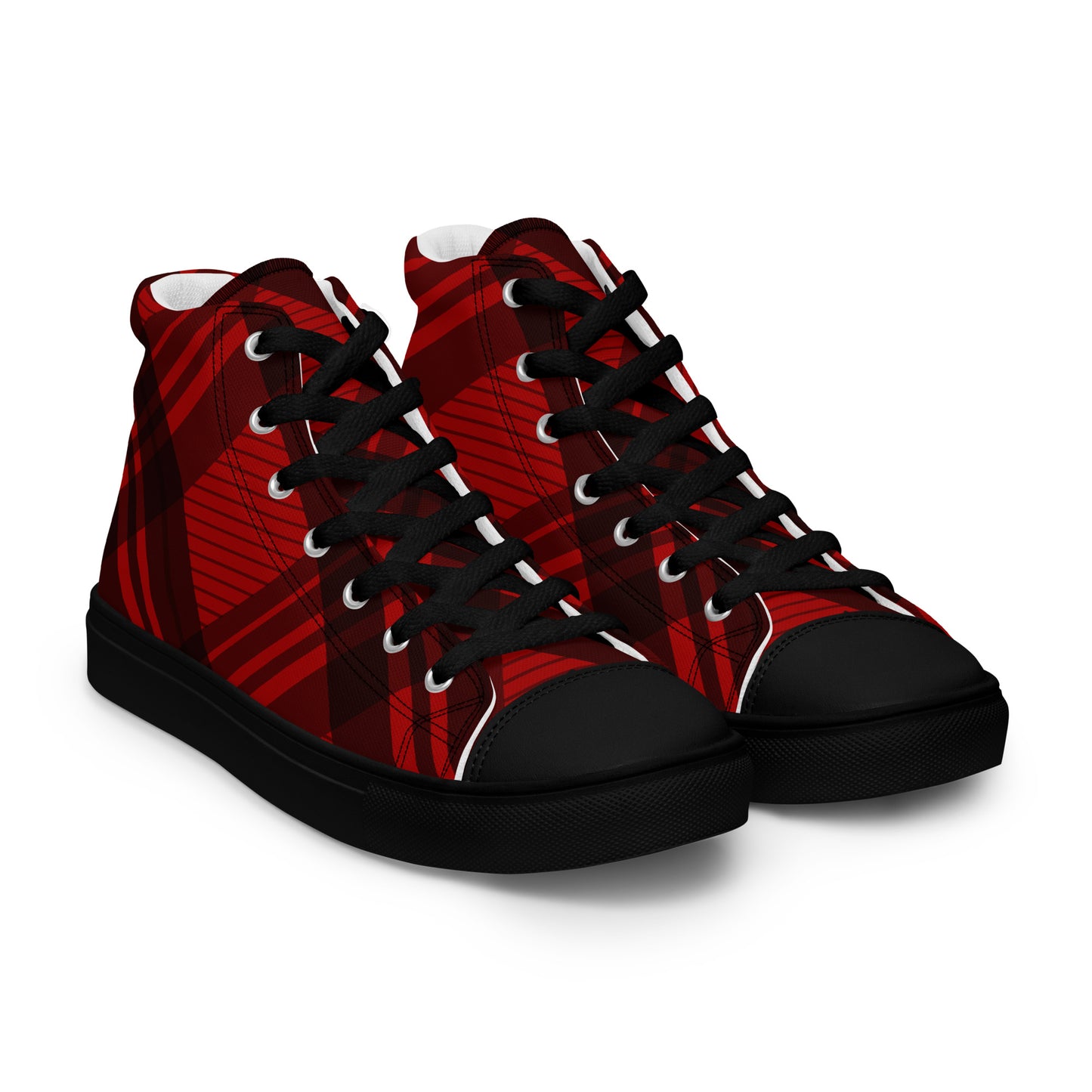 MEN'S RED PLAID HIGH TOP CANVAS SHOES