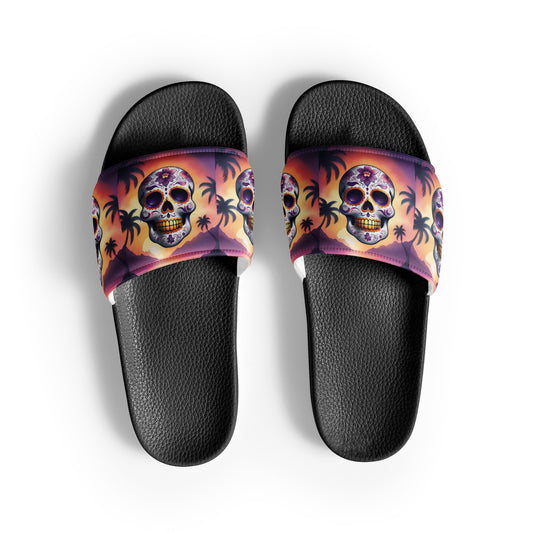 PINK SUNSET SKULL MEN'S SLIDES