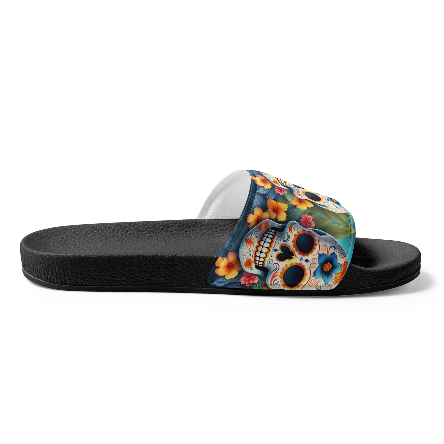 TROPICAL BLUE SKULL MEN'S SLIDES