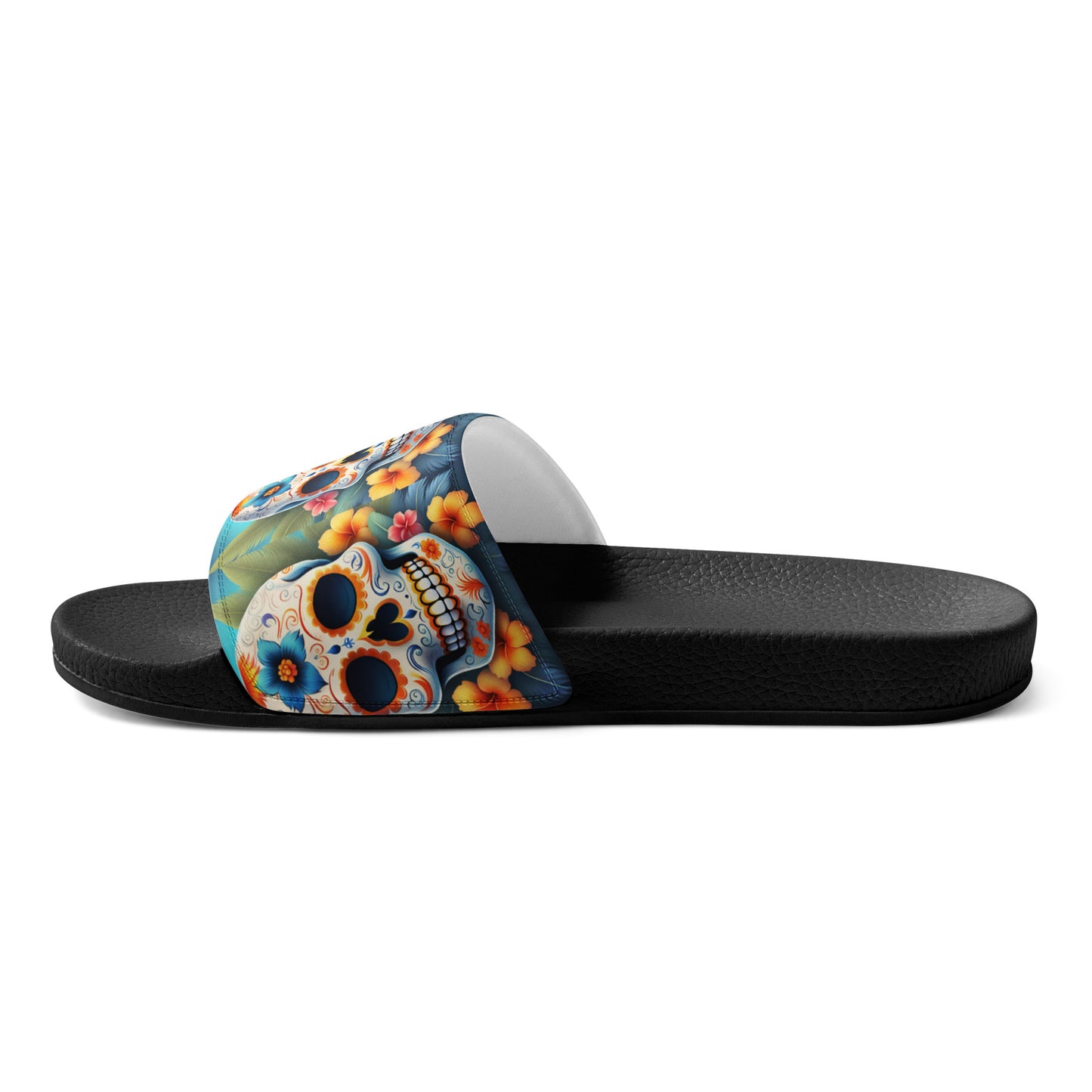 TROPICAL BLUE SKULL MEN'S SLIDES