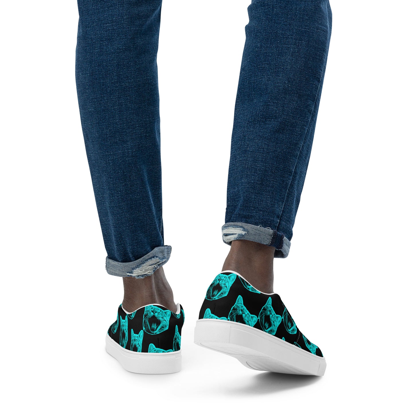 MEN'S ELECTRIC BLUE CAT SLIP-ON CANVAS SHOES