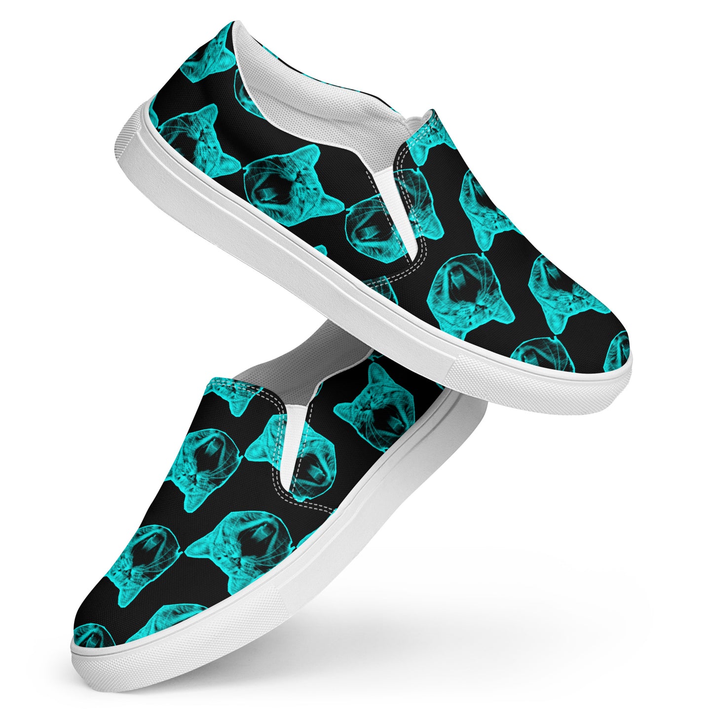MEN'S ELECTRIC BLUE CAT SLIP-ON CANVAS SHOES