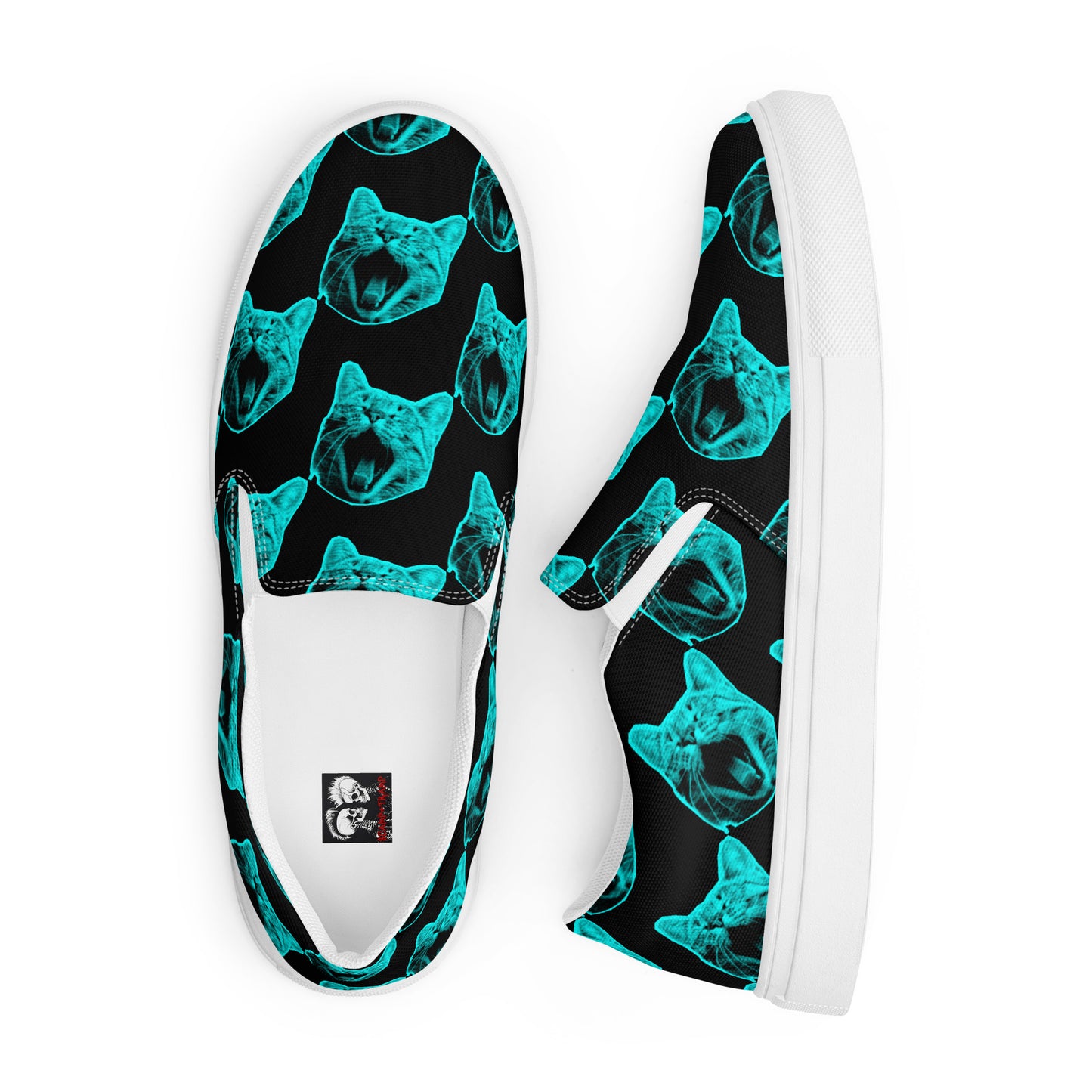 MEN'S ELECTRIC BLUE CAT SLIP-ON CANVAS SHOES