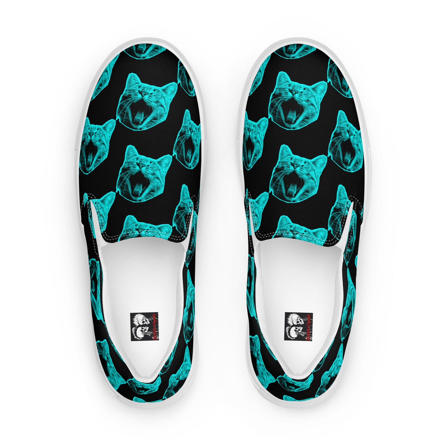 MEN'S ELECTRIC BLUE CAT SLIP-ON CANVAS SHOES