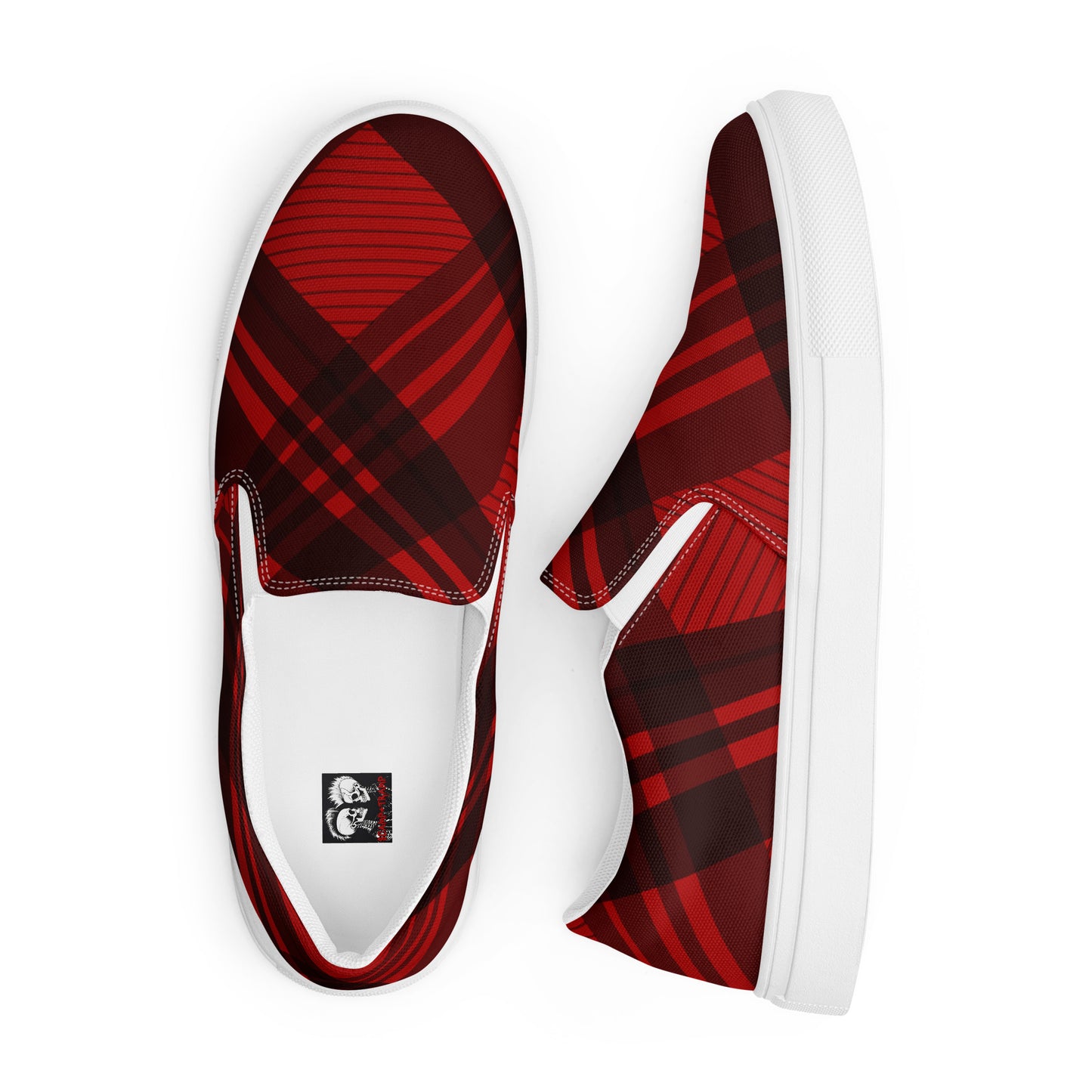 MEN'S RED PLAID SLIP-ON CANVAS SHOES