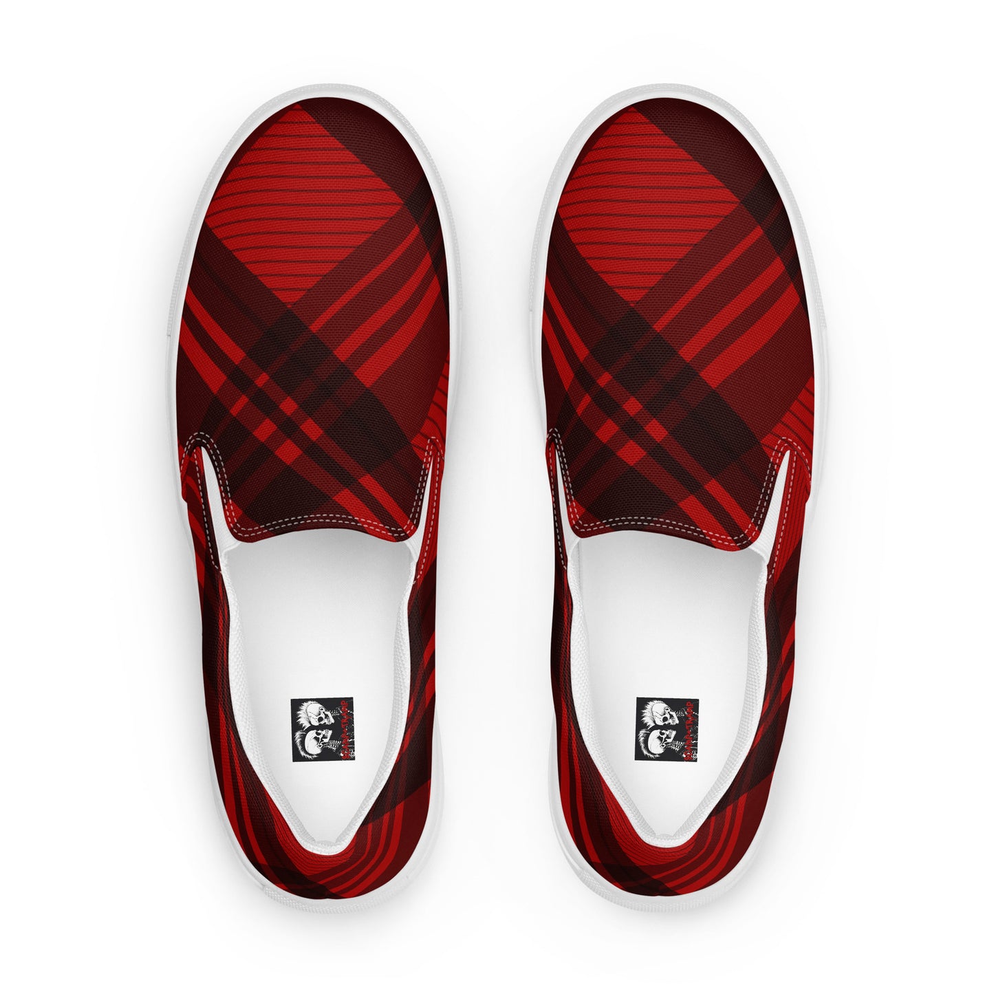 MEN'S RED PLAID SLIP-ON CANVAS SHOES