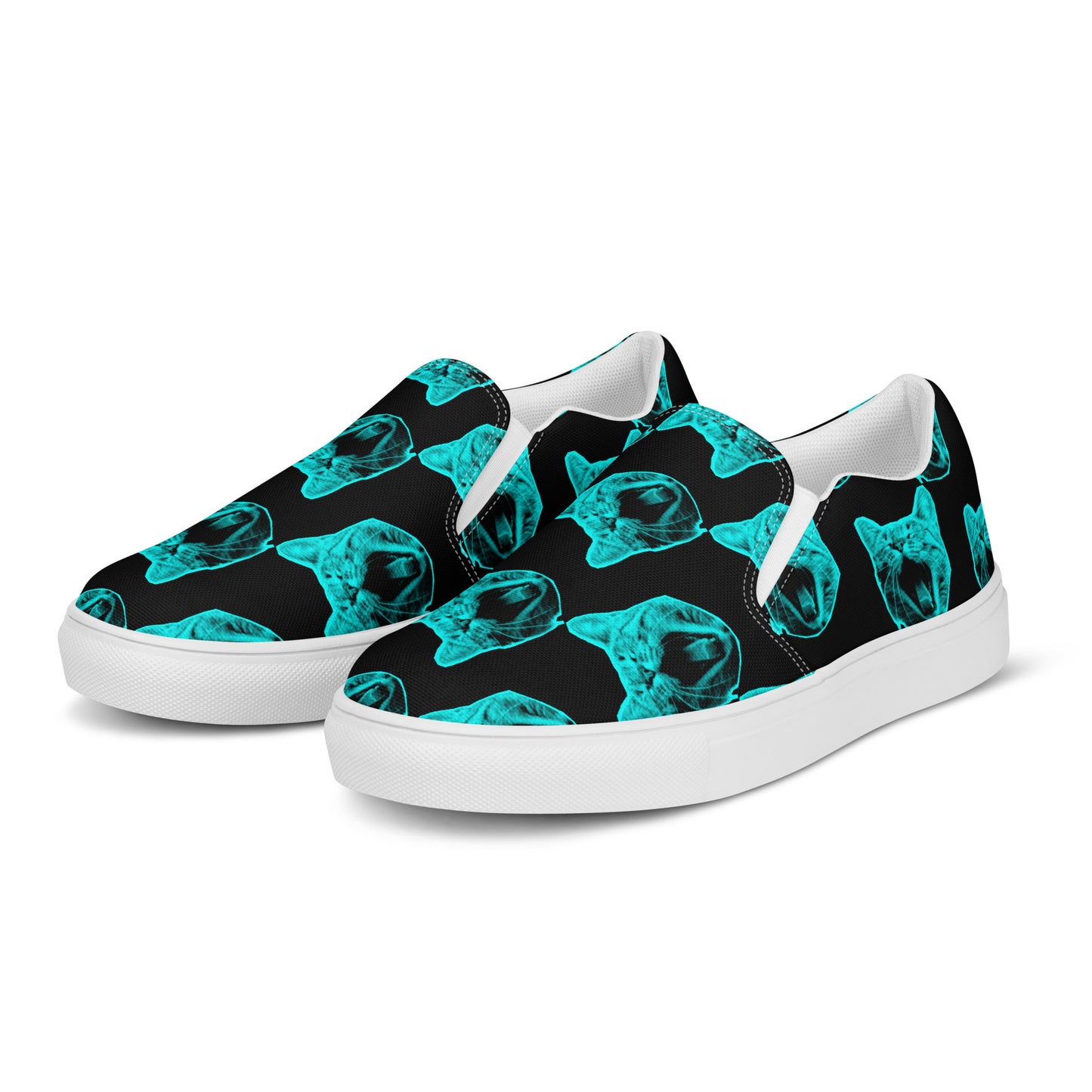 MEN'S ELECTRIC BLUE CAT SLIP-ON CANVAS SHOES