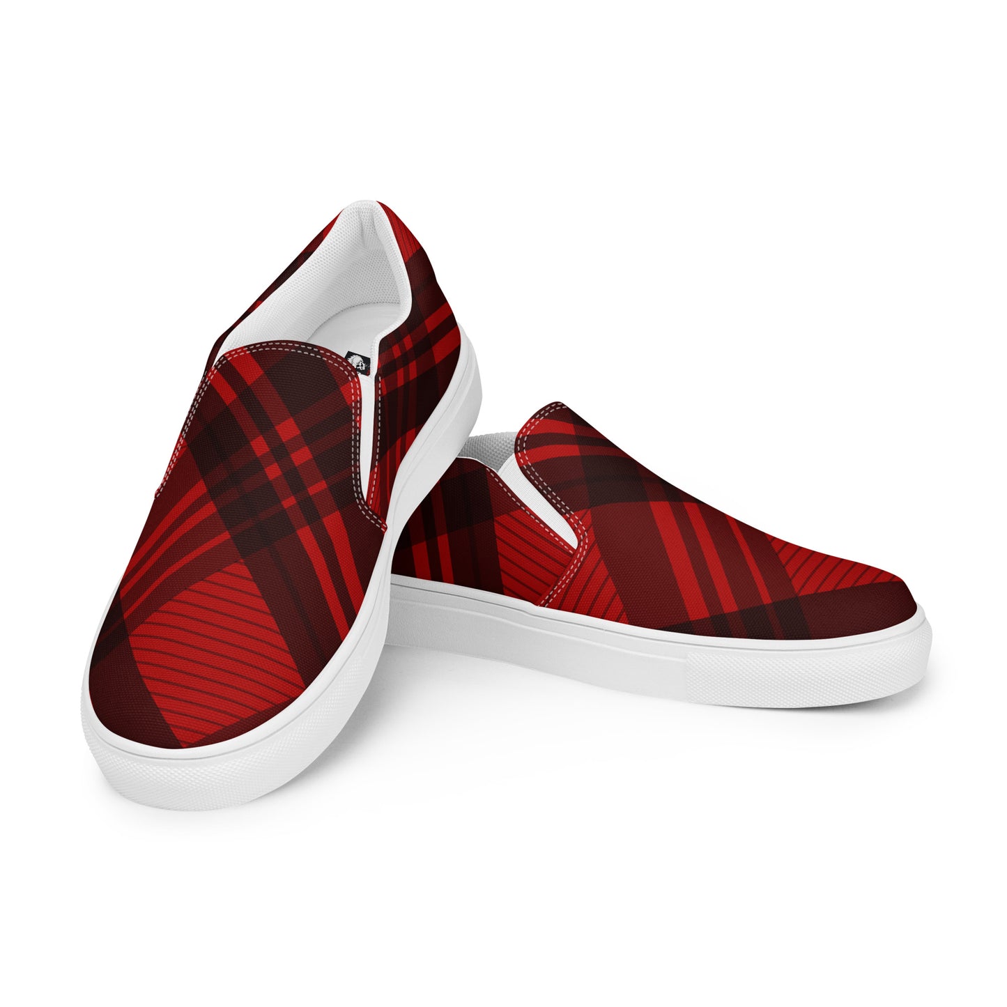 MEN'S RED PLAID SLIP-ON CANVAS SHOES