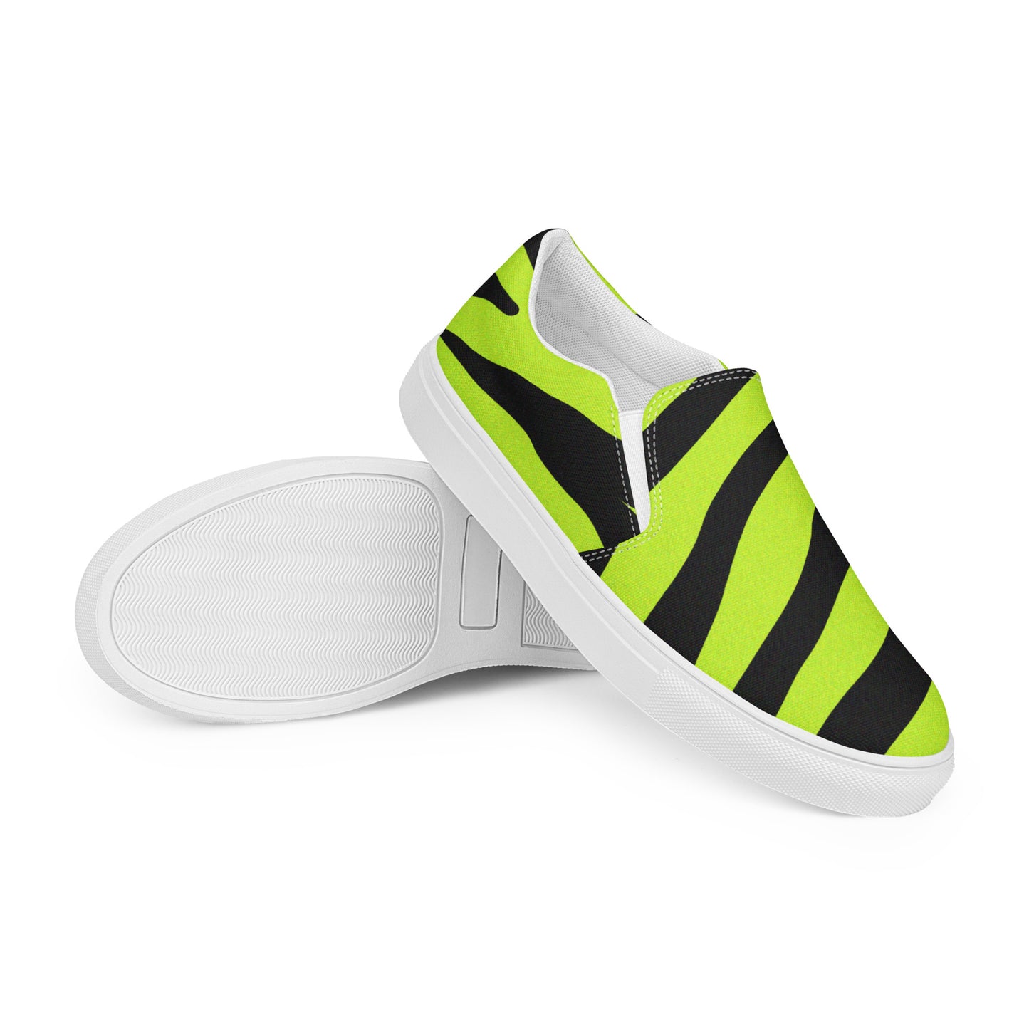 MEN'S YELLOW ZEBRA SLIP-ON CANVAS SHOES