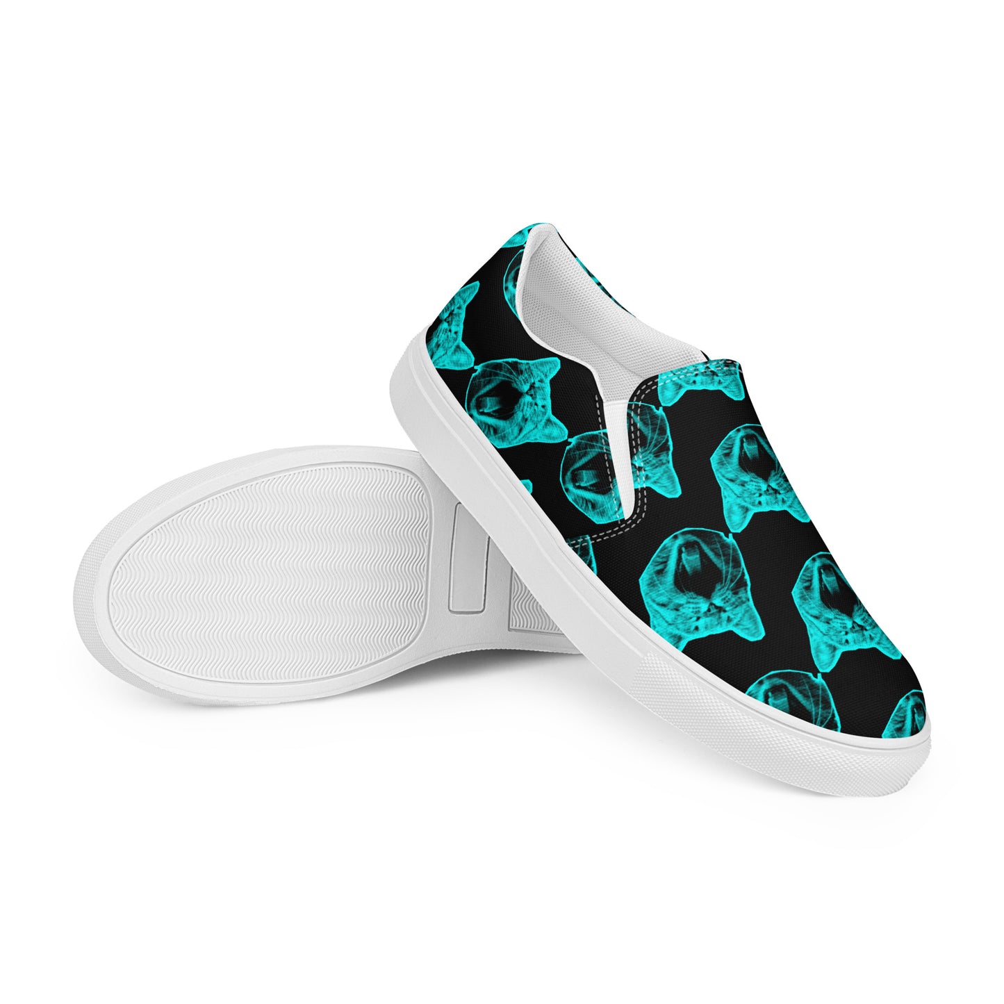 MEN'S ELECTRIC BLUE CAT SLIP-ON CANVAS SHOES
