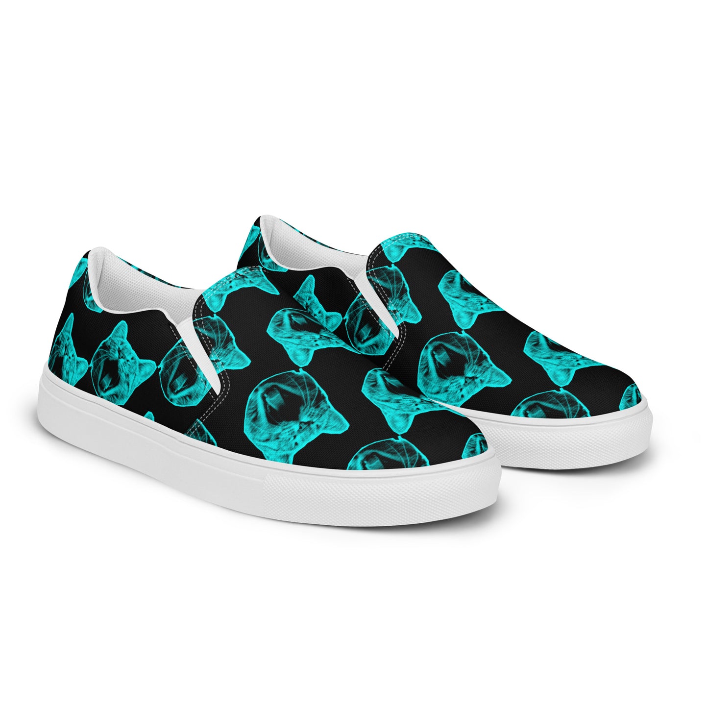 MEN'S ELECTRIC BLUE CAT SLIP-ON CANVAS SHOES