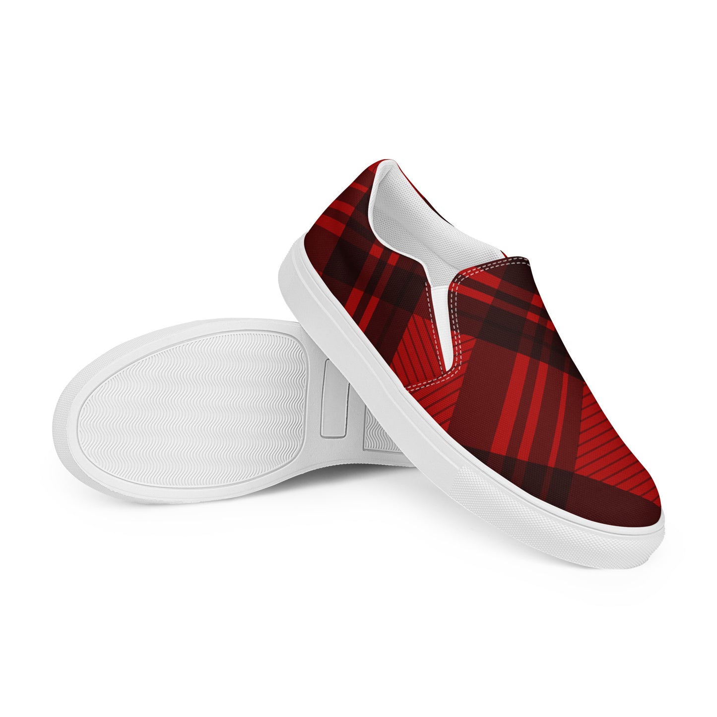 MEN'S RED PLAID SLIP-ON CANVAS SHOES