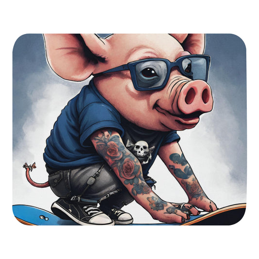 SKATER PUNK PIG MOUSE PAD