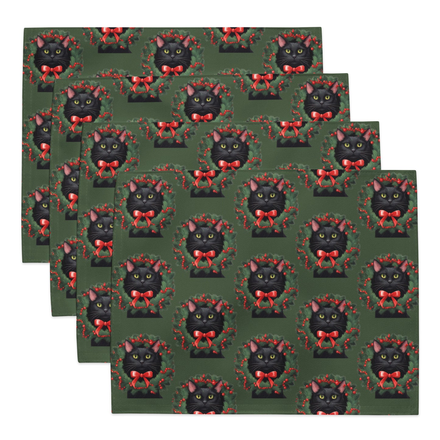 BLACK KITTY WREATH B PLACEMAT SET