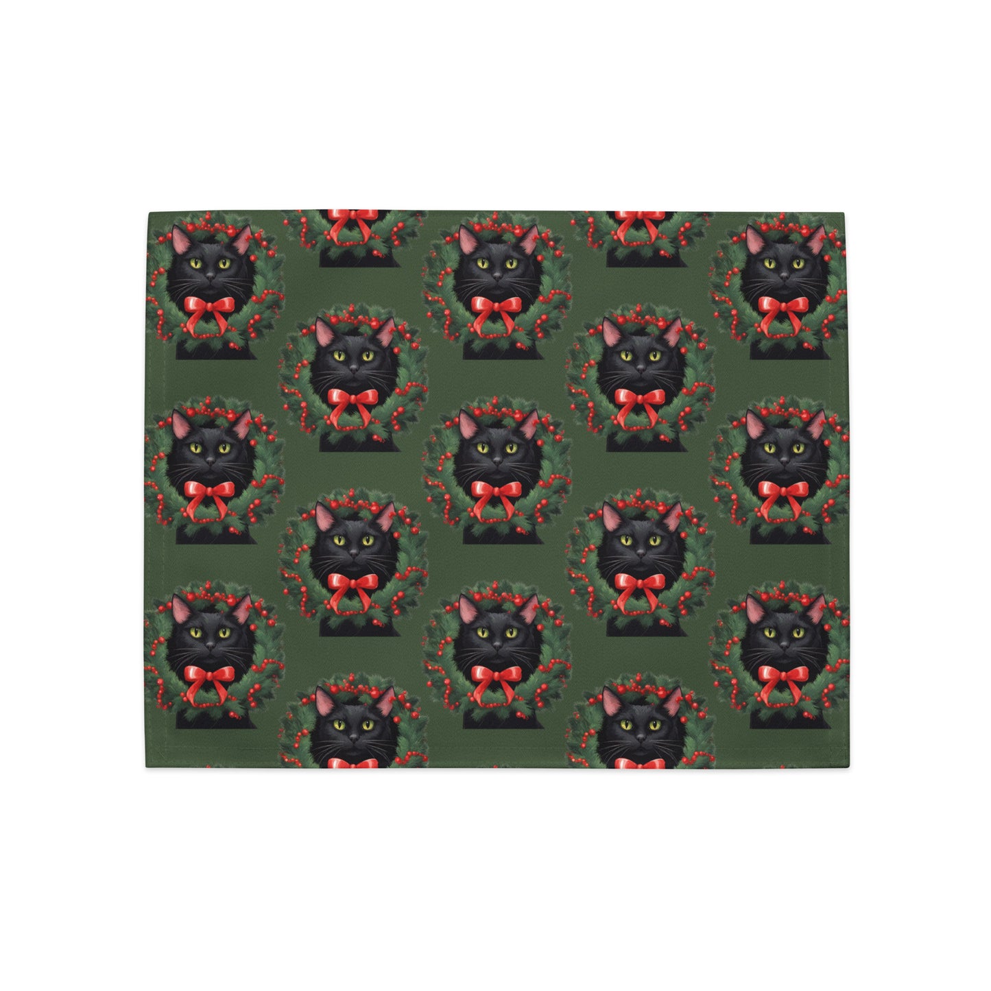BLACK KITTY WREATH B PLACEMAT SET
