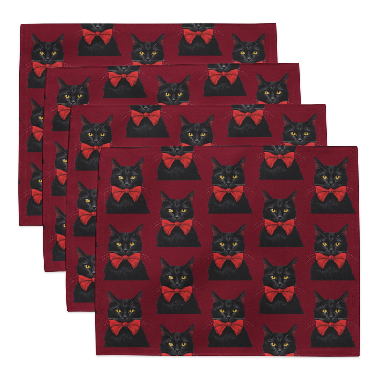 BLACK KITTY BOW B PLACEMAT SET