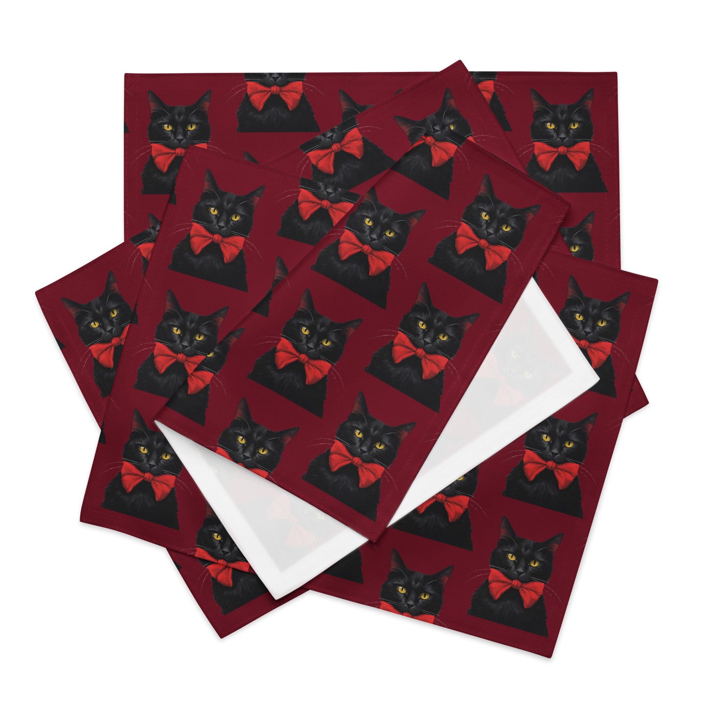 BLACK KITTY BOW B PLACEMAT SET