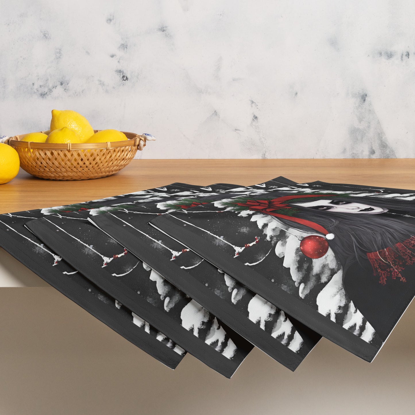 GOTH GIRL BOW PLACEMAT SET