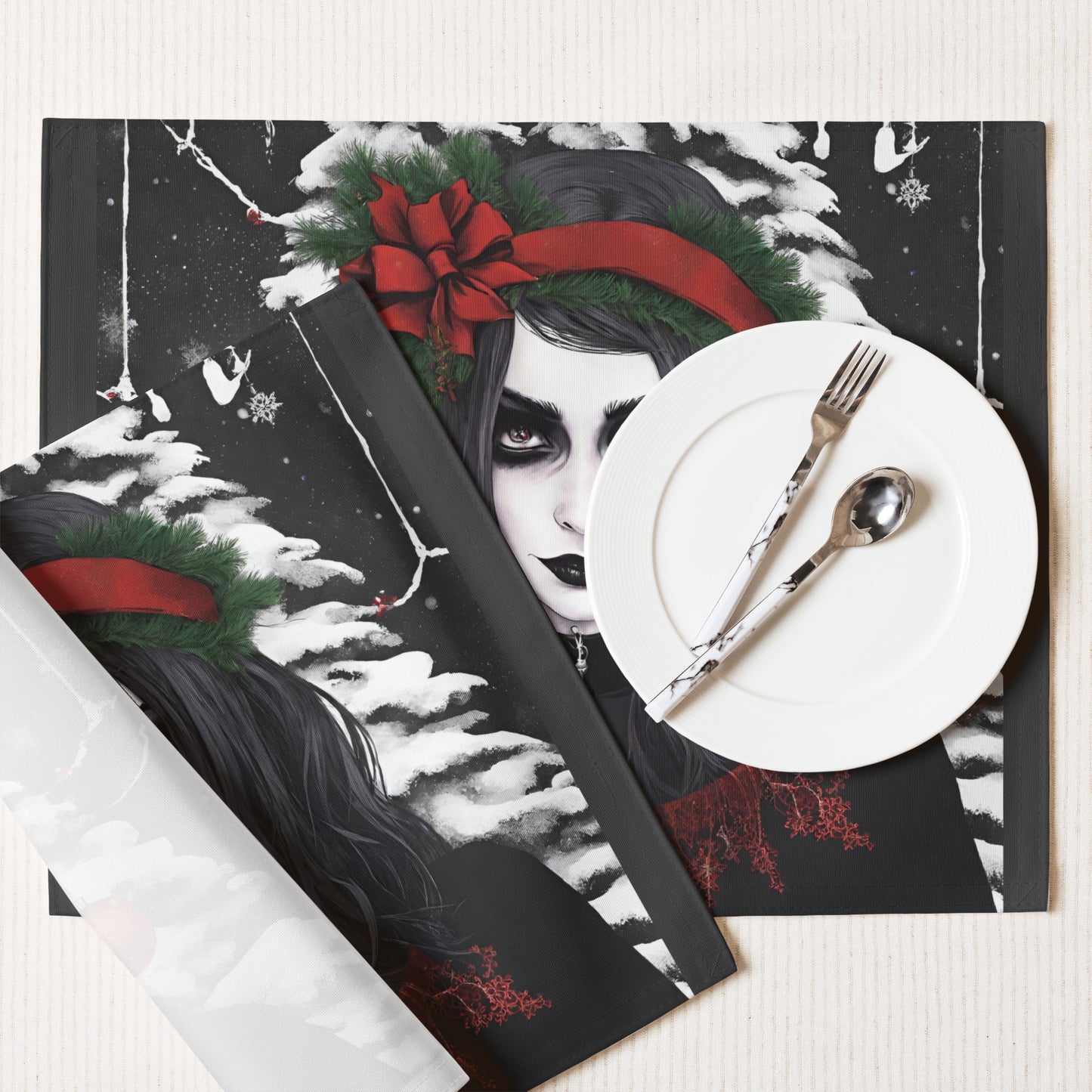 GOTH GIRL BOW PLACEMAT SET