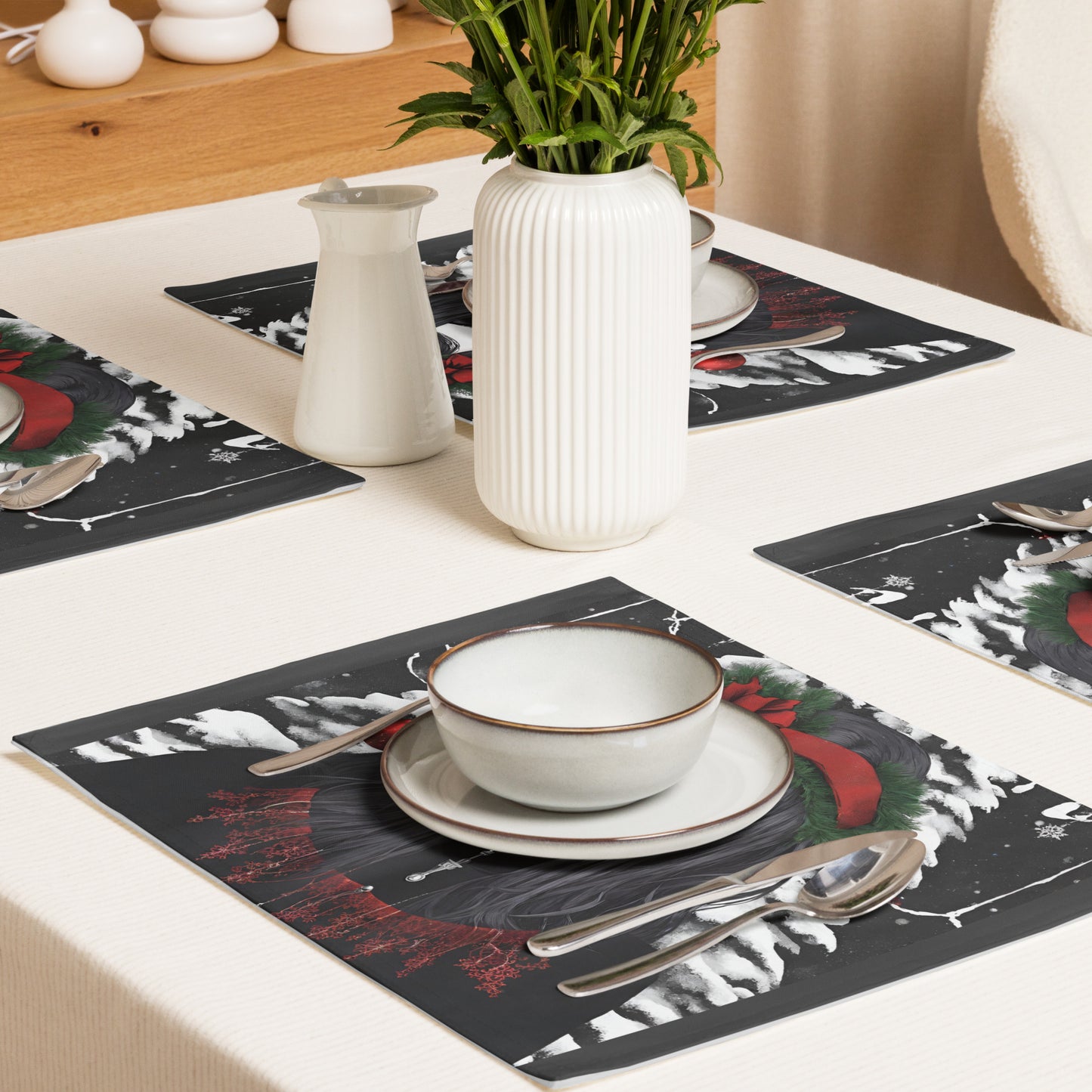 GOTH GIRL BOW PLACEMAT SET