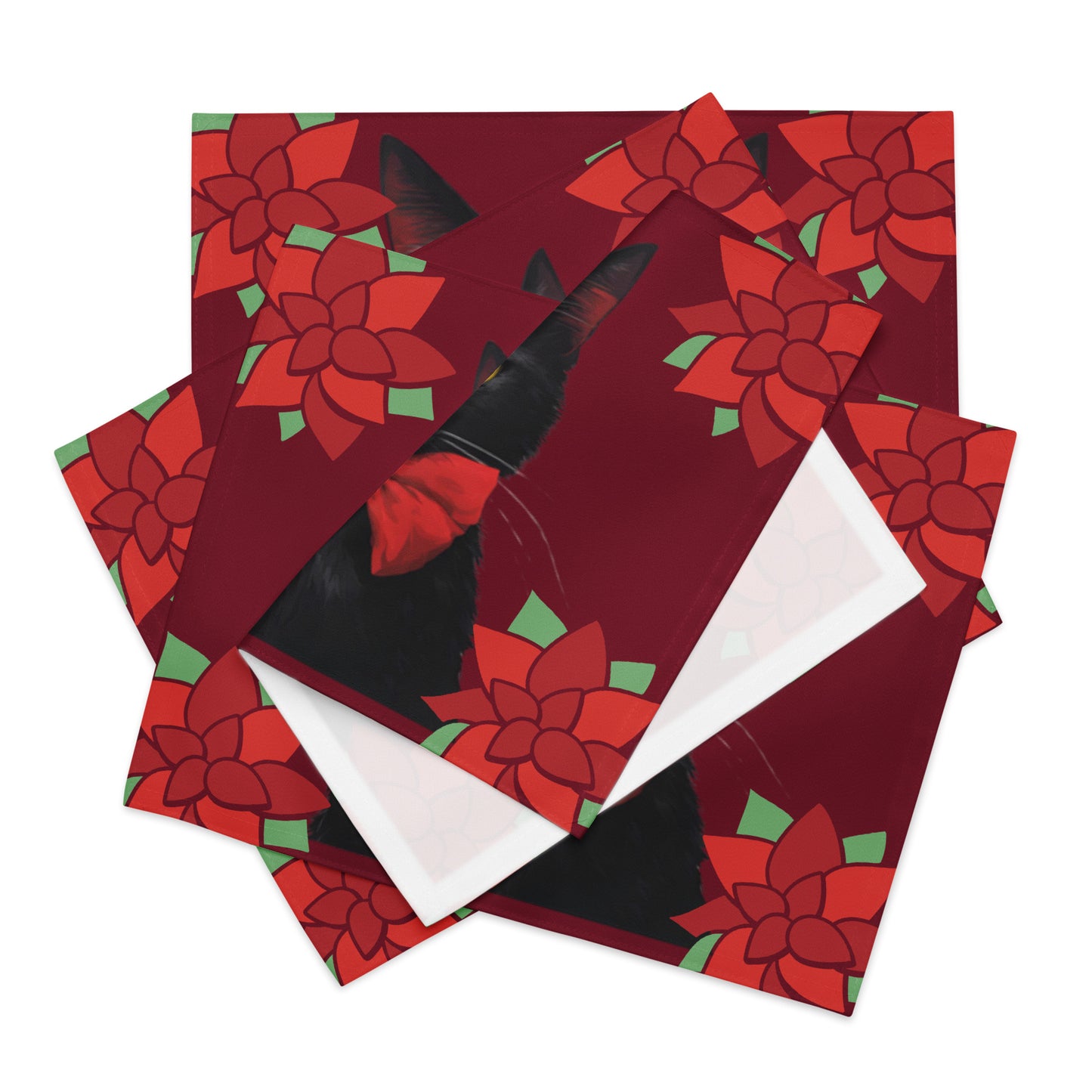 BLACK KITTY RED BOW PLACEMAT SET