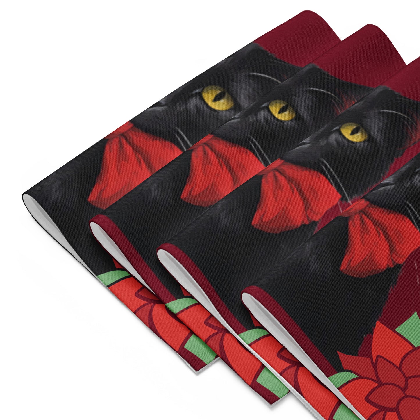 BLACK KITTY RED BOW PLACEMAT SET