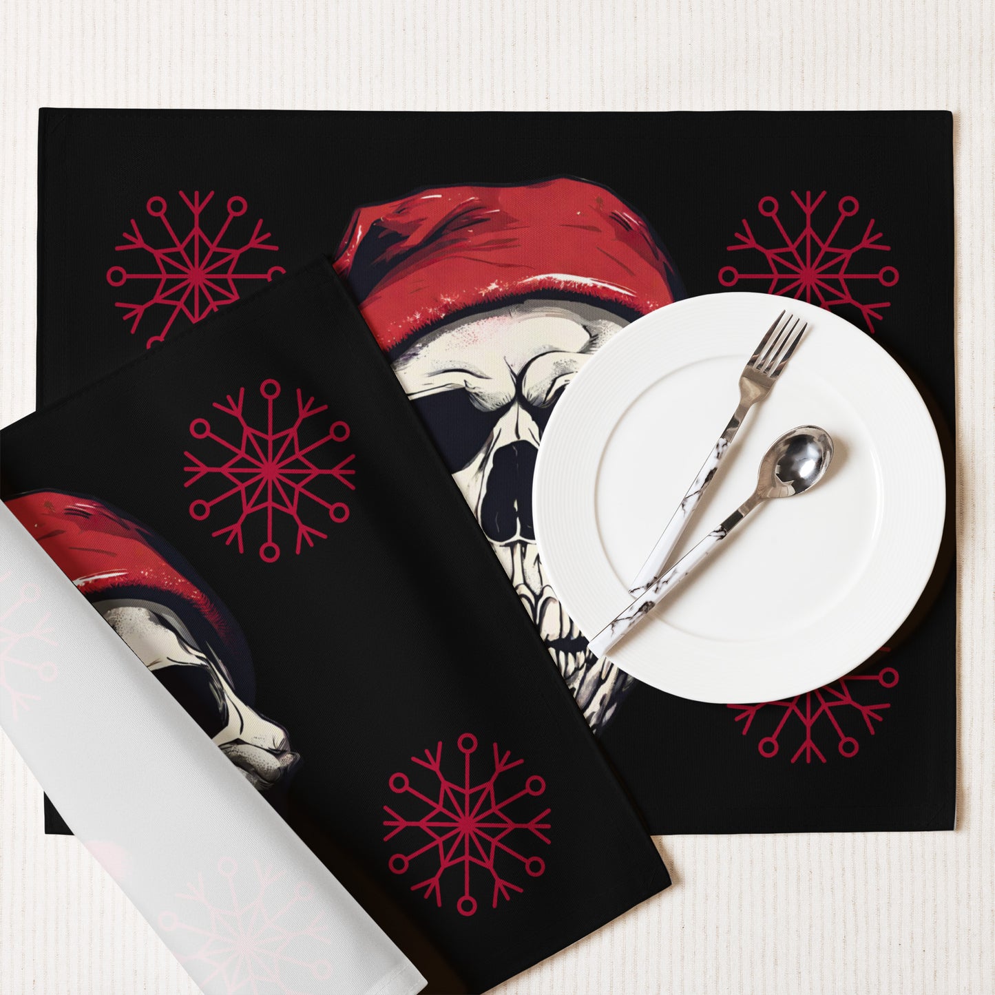 SANTA SKULL PLACEMAT SET