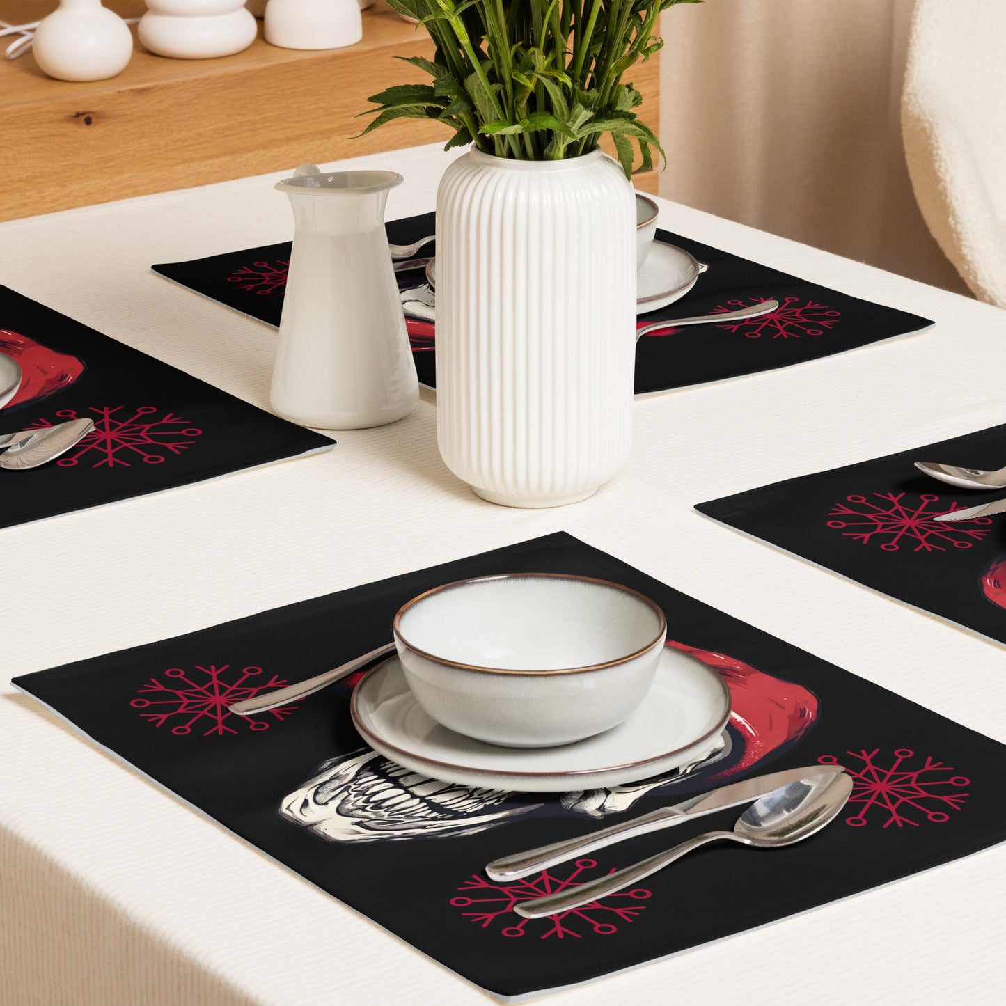 SANTA SKULL PLACEMAT SET
