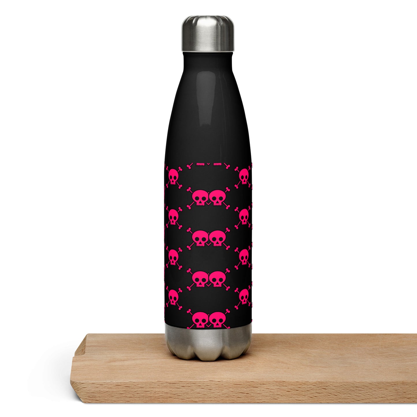 PINK SKUL & BONES STAINLESS STEEL WATER BOTTLE