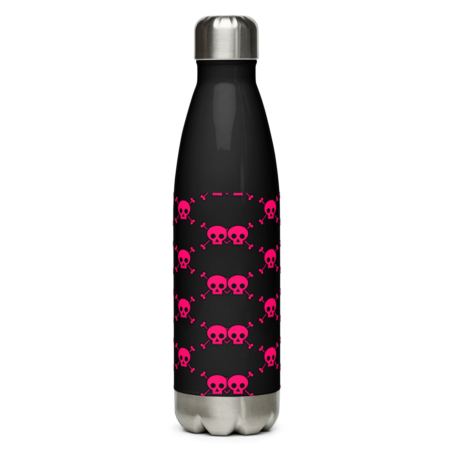 PINK SKUL & BONES STAINLESS STEEL WATER BOTTLE