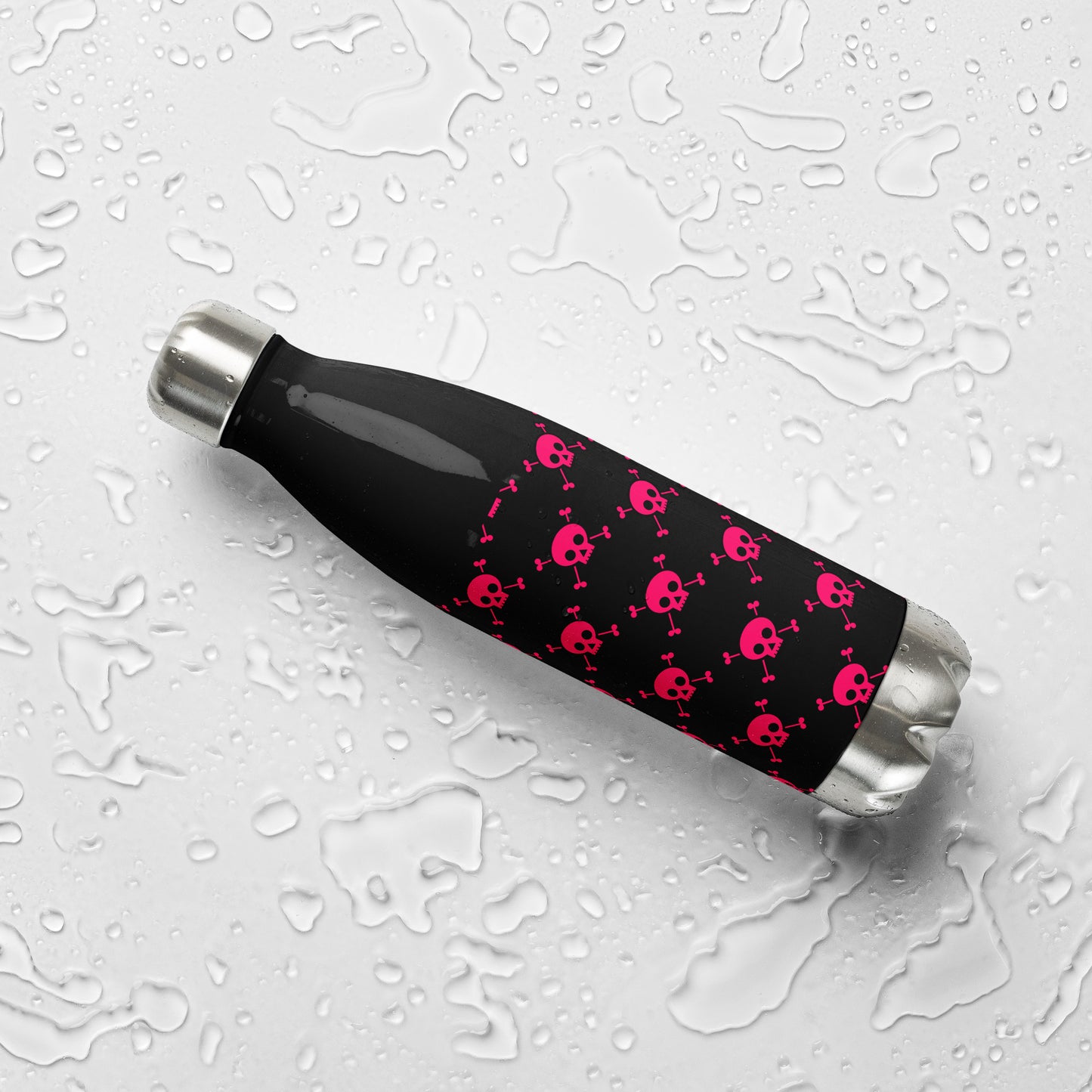 PINK SKUL & BONES STAINLESS STEEL WATER BOTTLE