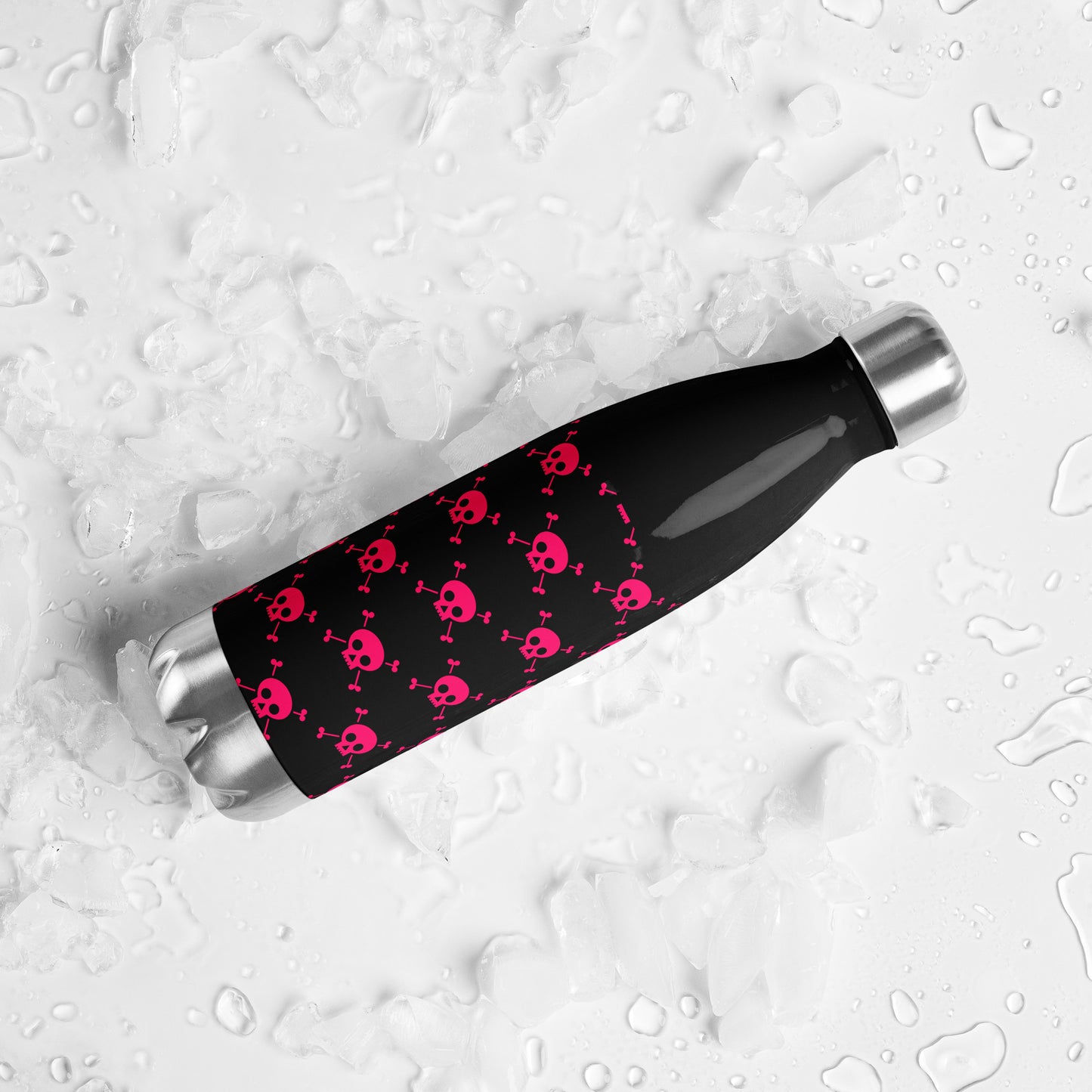 PINK SKUL & BONES STAINLESS STEEL WATER BOTTLE