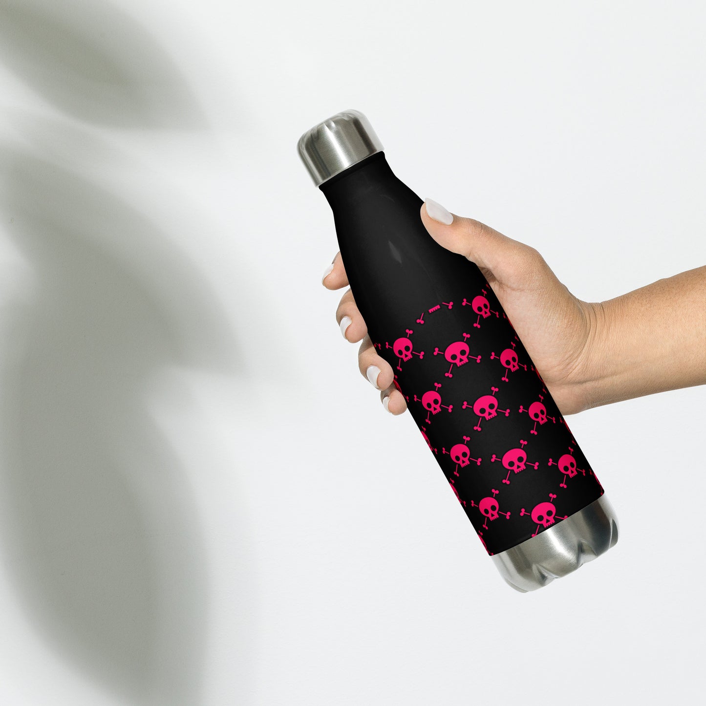 PINK SKUL & BONES STAINLESS STEEL WATER BOTTLE
