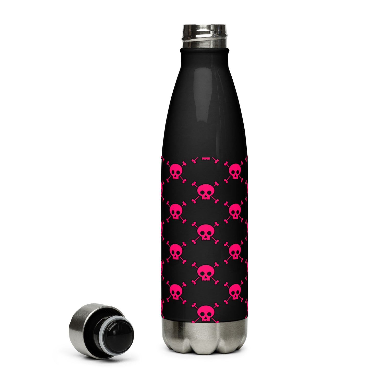 PINK SKUL & BONES STAINLESS STEEL WATER BOTTLE