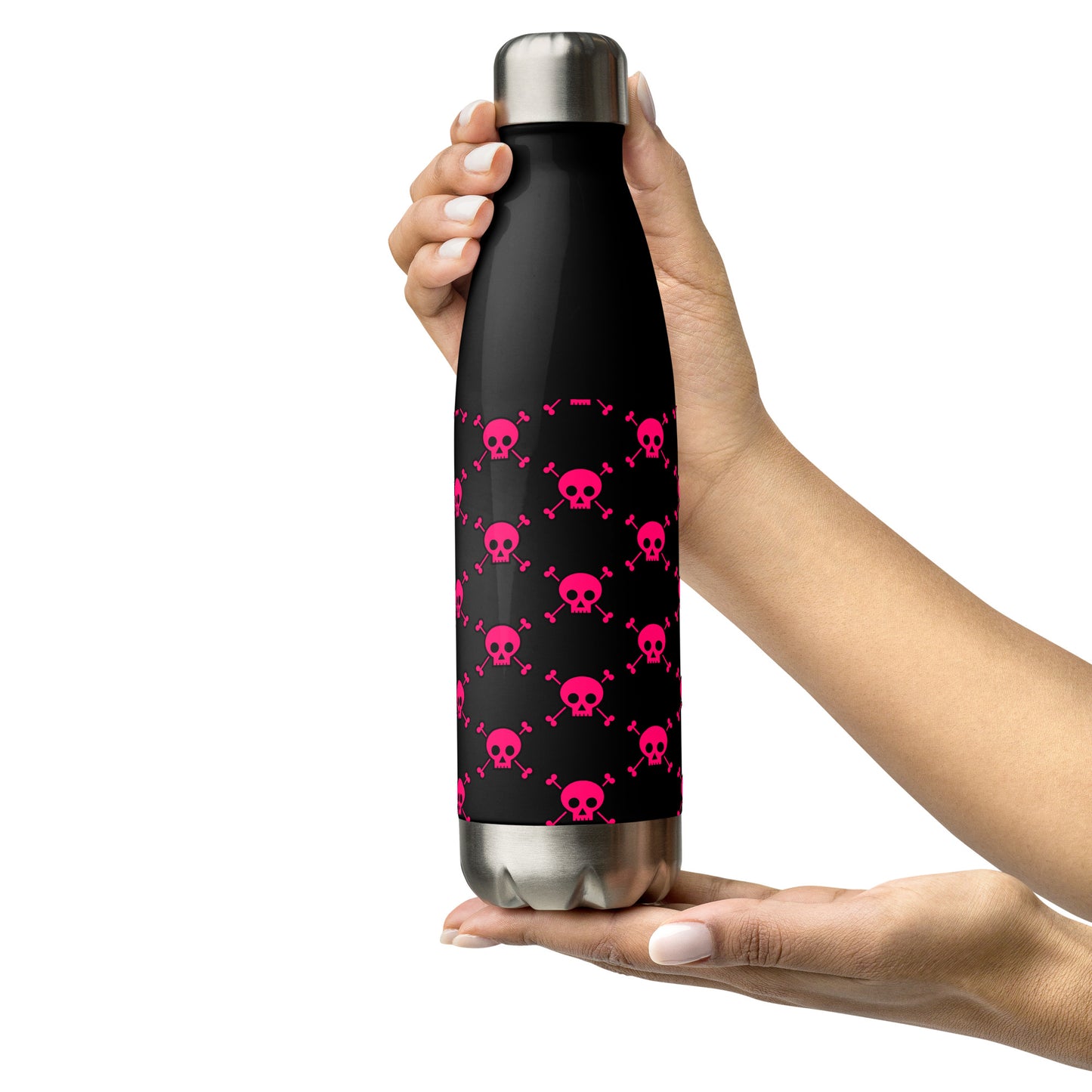 PINK SKUL & BONES STAINLESS STEEL WATER BOTTLE