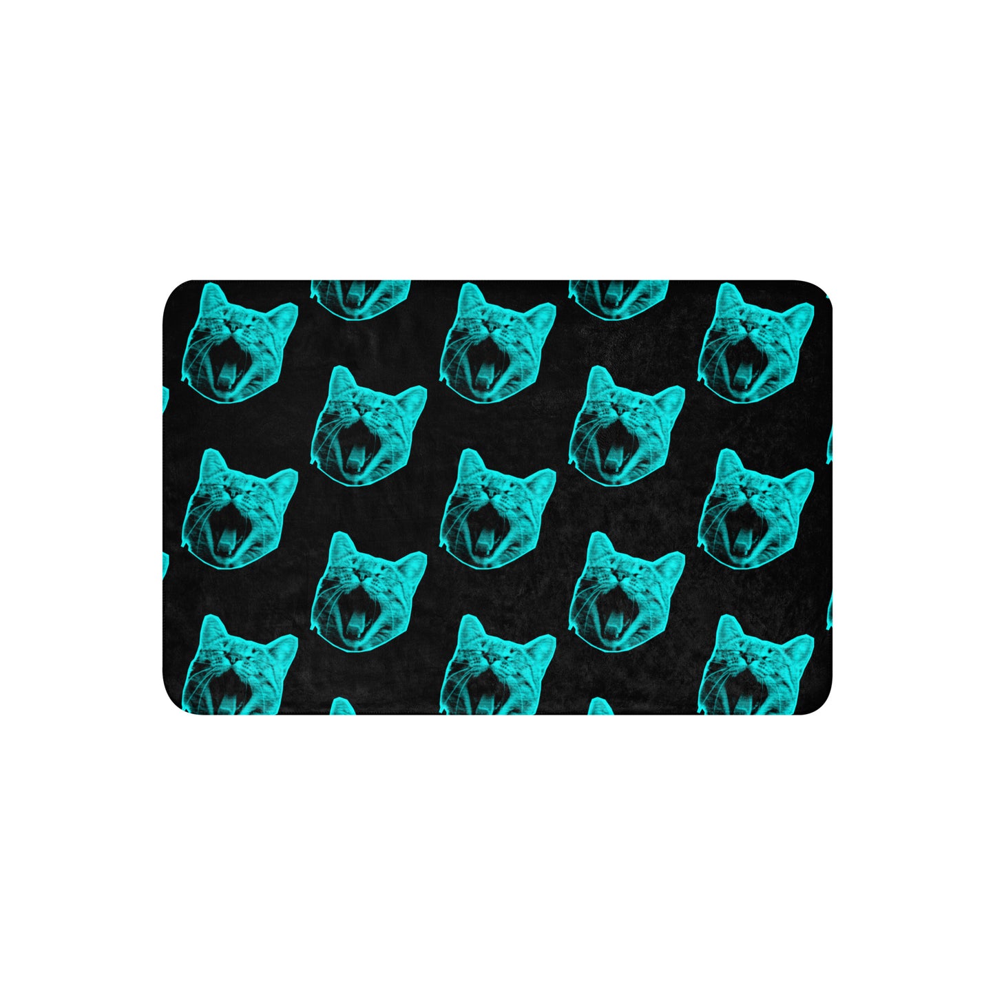 ELECTRIC BLUE CAT SHERPA BLANKET