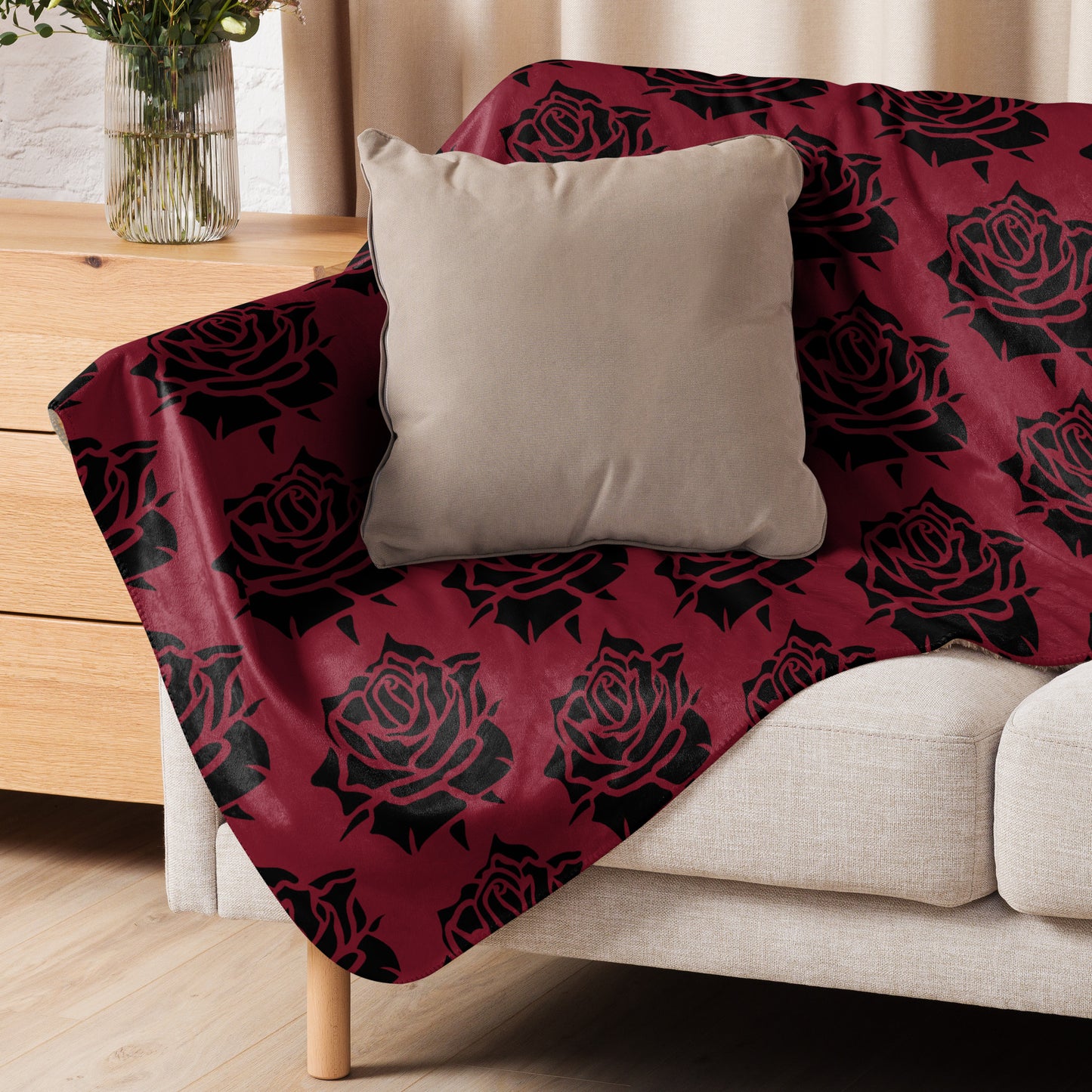 RED ROSE SHERPA BLANKET