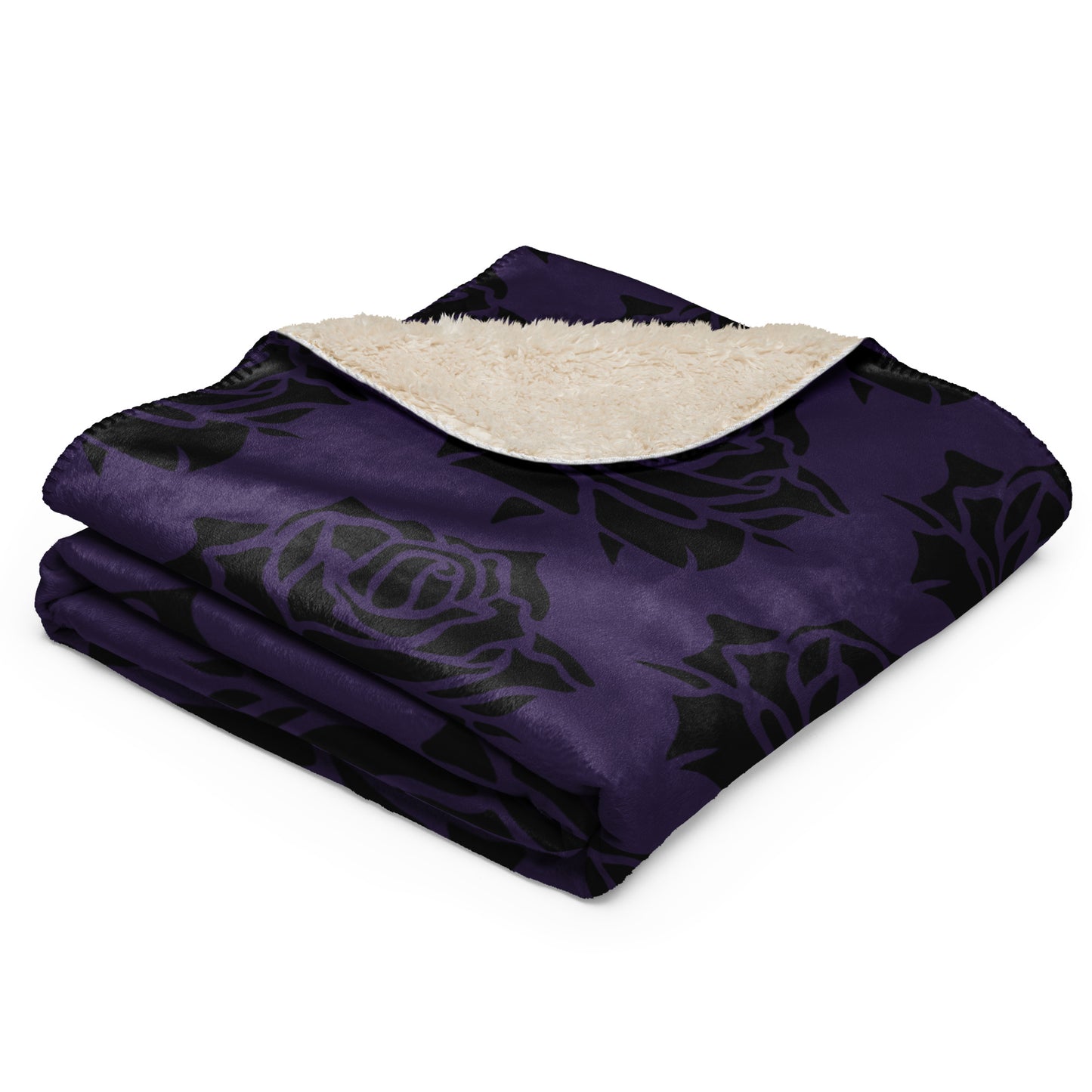 DEEP PURPLE ROSE SHERPA BLANKET