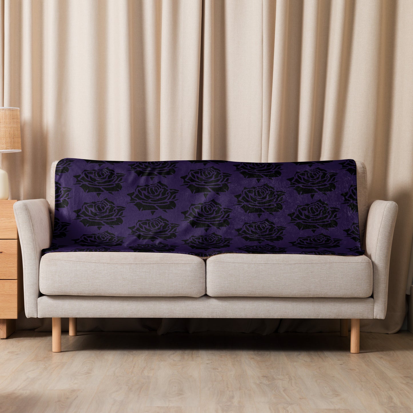 DEEP PURPLE ROSE SHERPA BLANKET