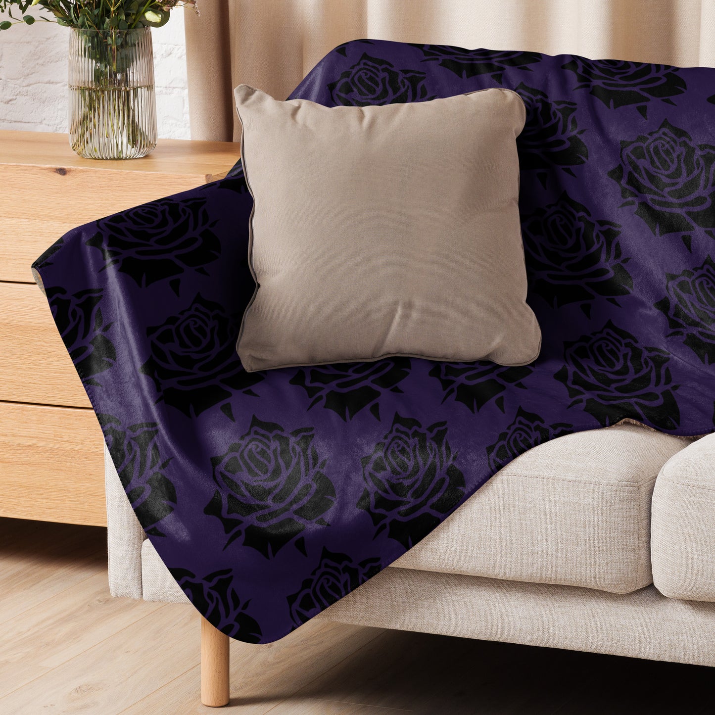 DEEP PURPLE ROSE SHERPA BLANKET
