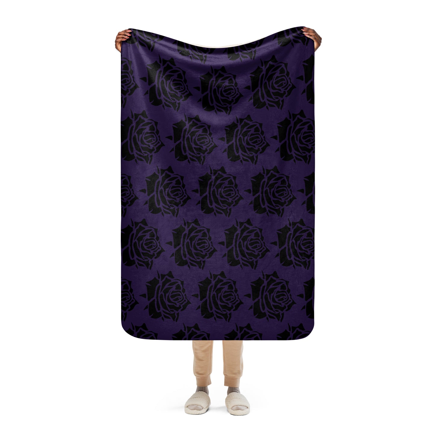 DEEP PURPLE ROSE SHERPA BLANKET