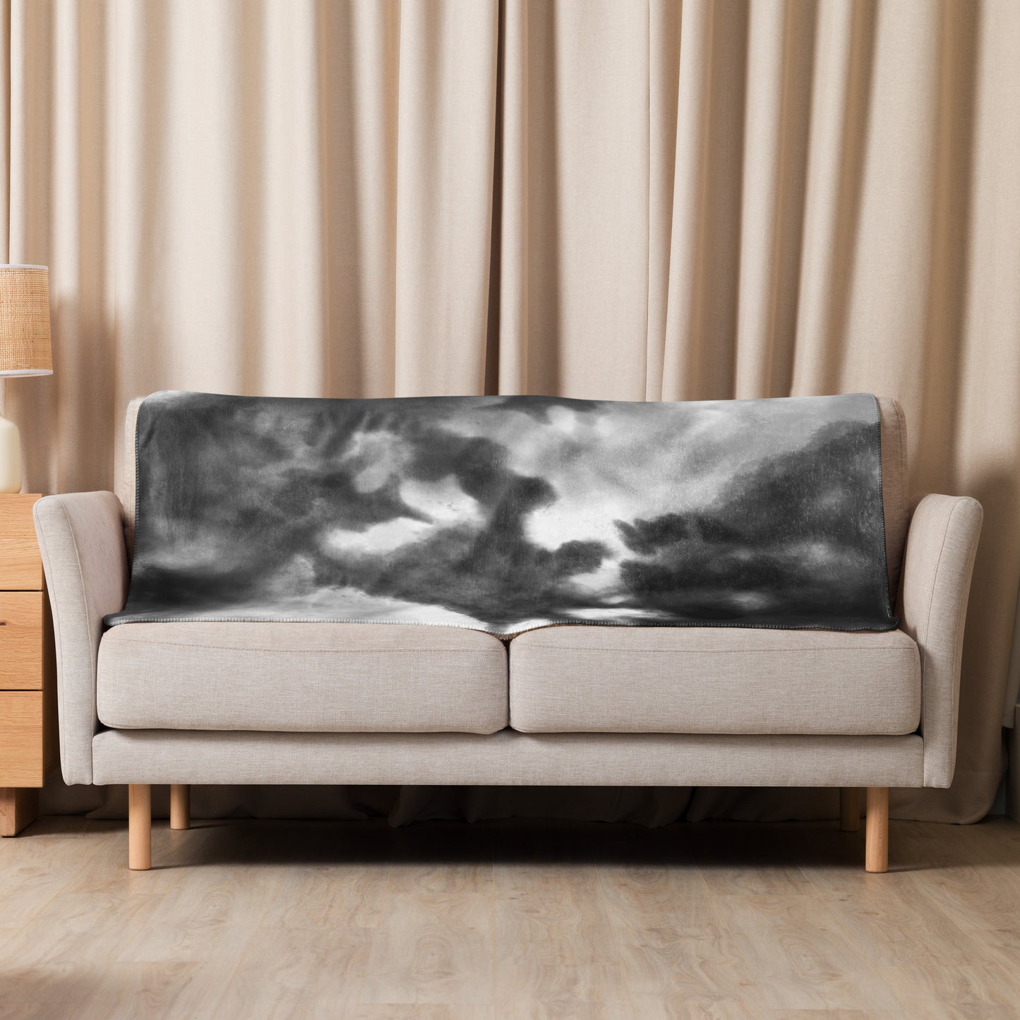 BLACK WATERCOLOR SHERPA BLANKET