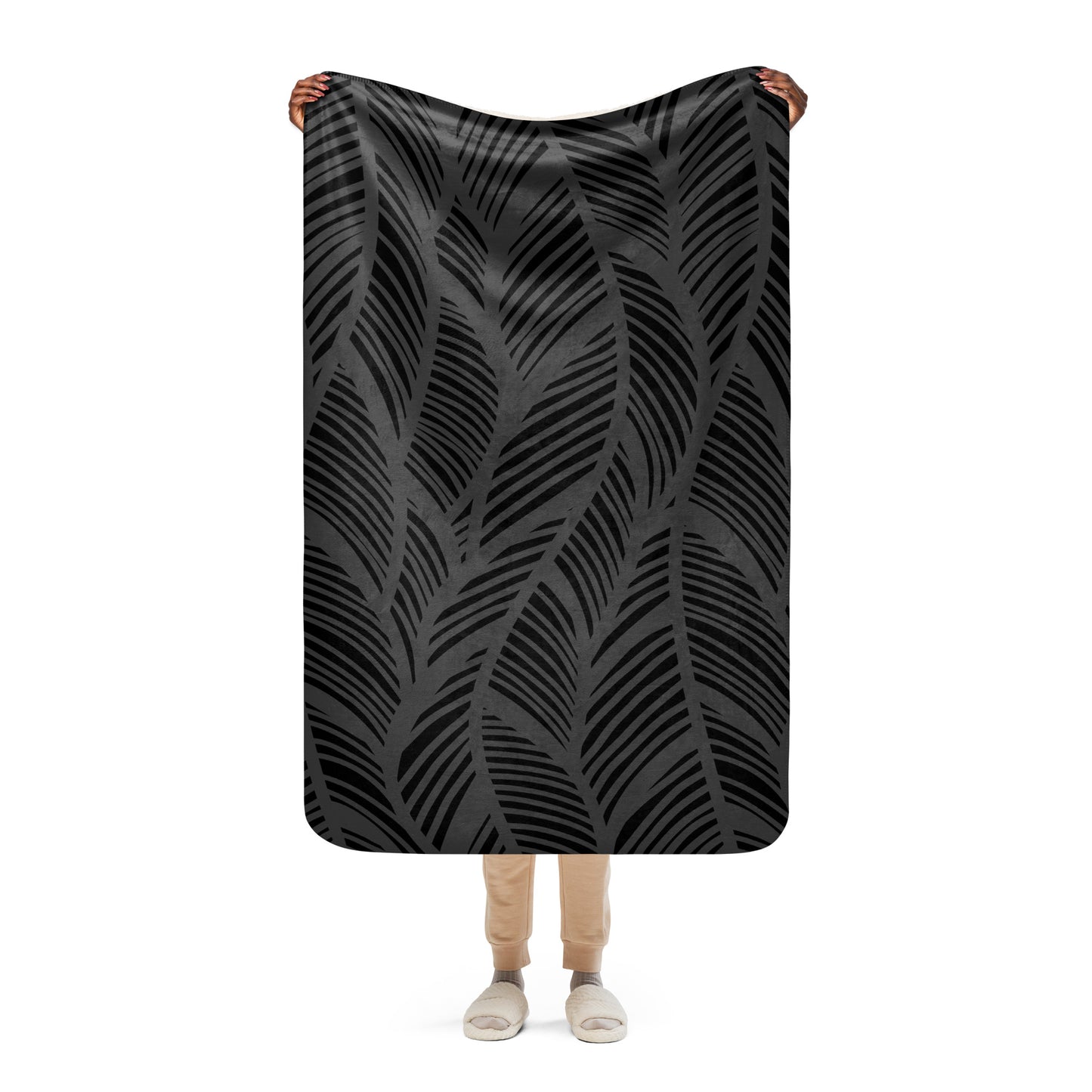 ABSTRACT GREY SHERPA BLANKET